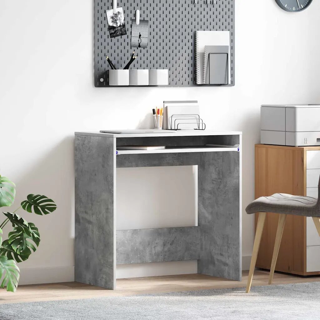 vidaXL Бюро Циментено сиво Инженерна дървесина 77.5 x 43 x 79 см