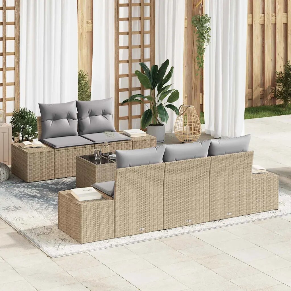 vidaXL Canapé de jardin Бежово Rotin Tissu