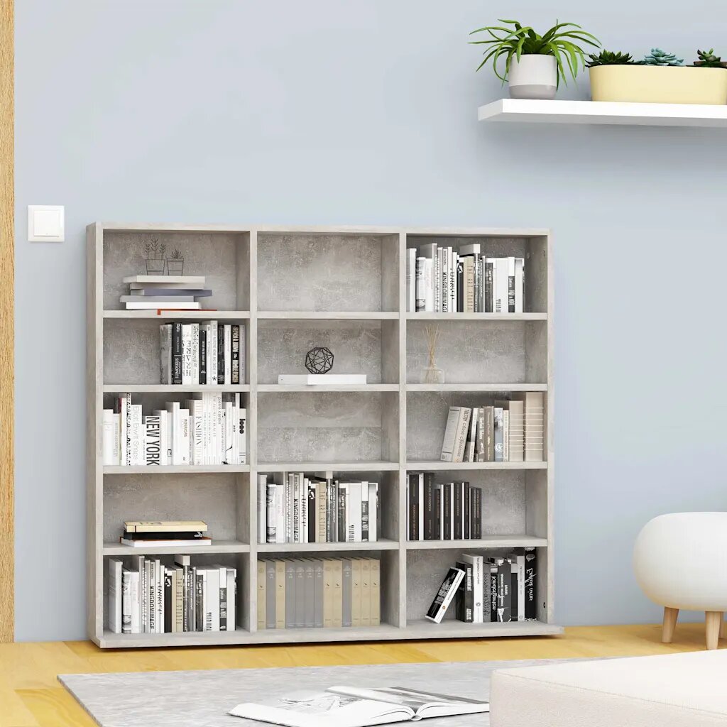 vidaXL CD шкаф бетонно сив 100x23x895 см инженерно дърво