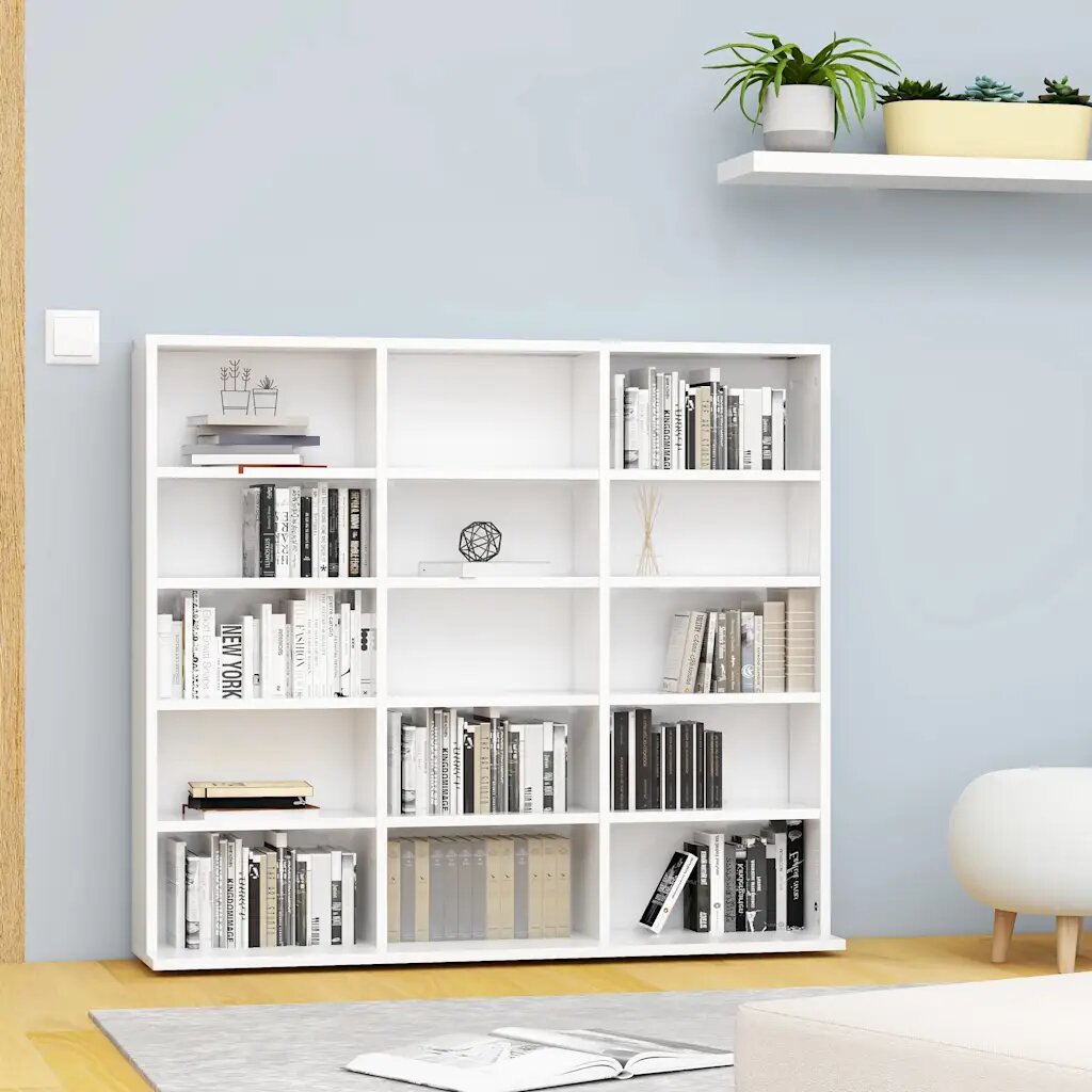 vidaXL CD шкаф бял 100x23x895 см инженерно дърво