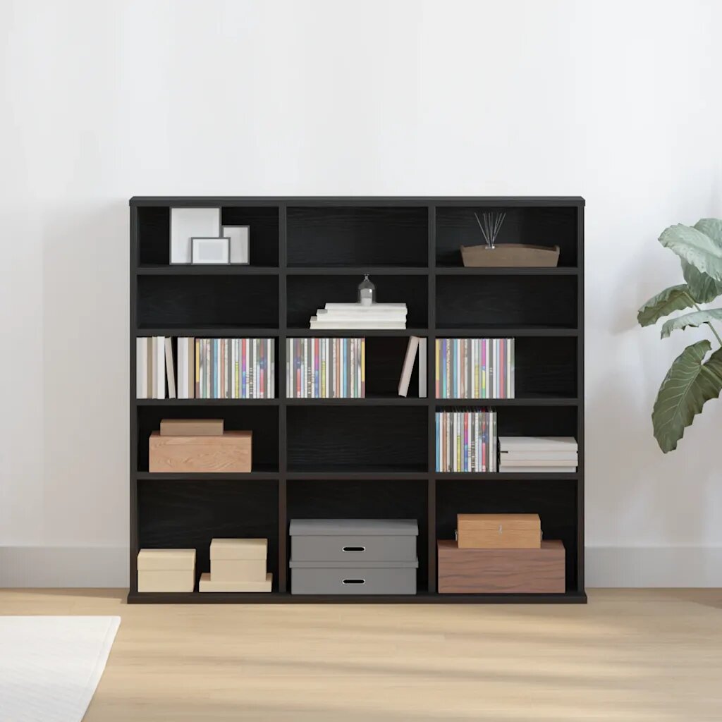 vidaXL CD шкаф черен дъб 100x23x895 см инженерно дърво
