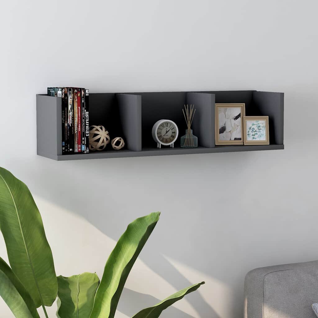 vidaXL CD стенен рафт сив 75x18x18 см инженерно дърво