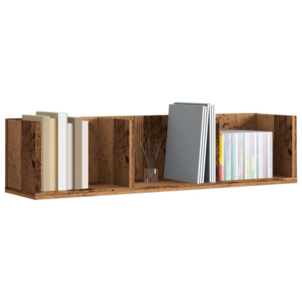 vidaXL CD стенен рафт старо дърво 75x18x18 см ПДЧ