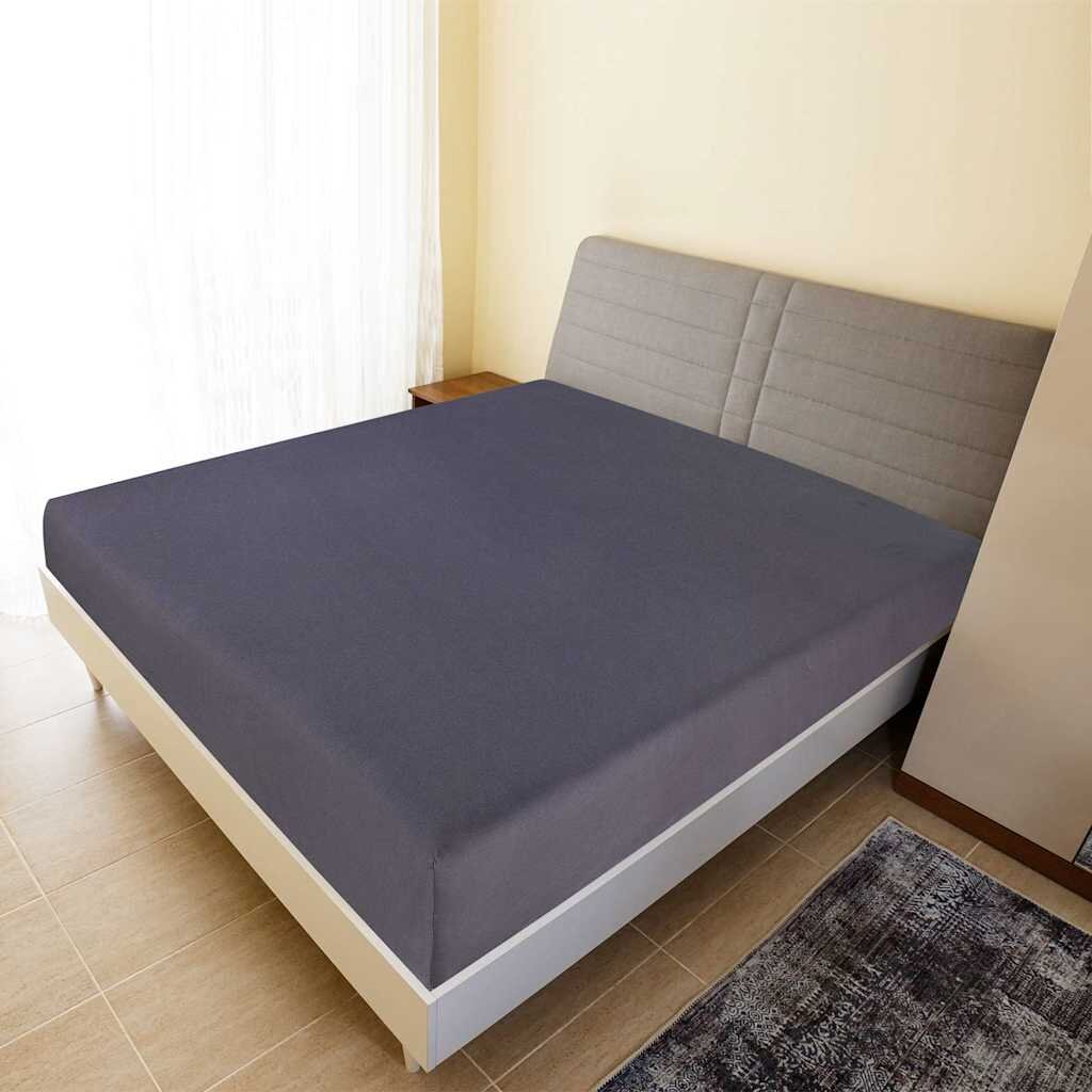 vidaXL Чаршаф с ластик антрацит 160x200 см памук