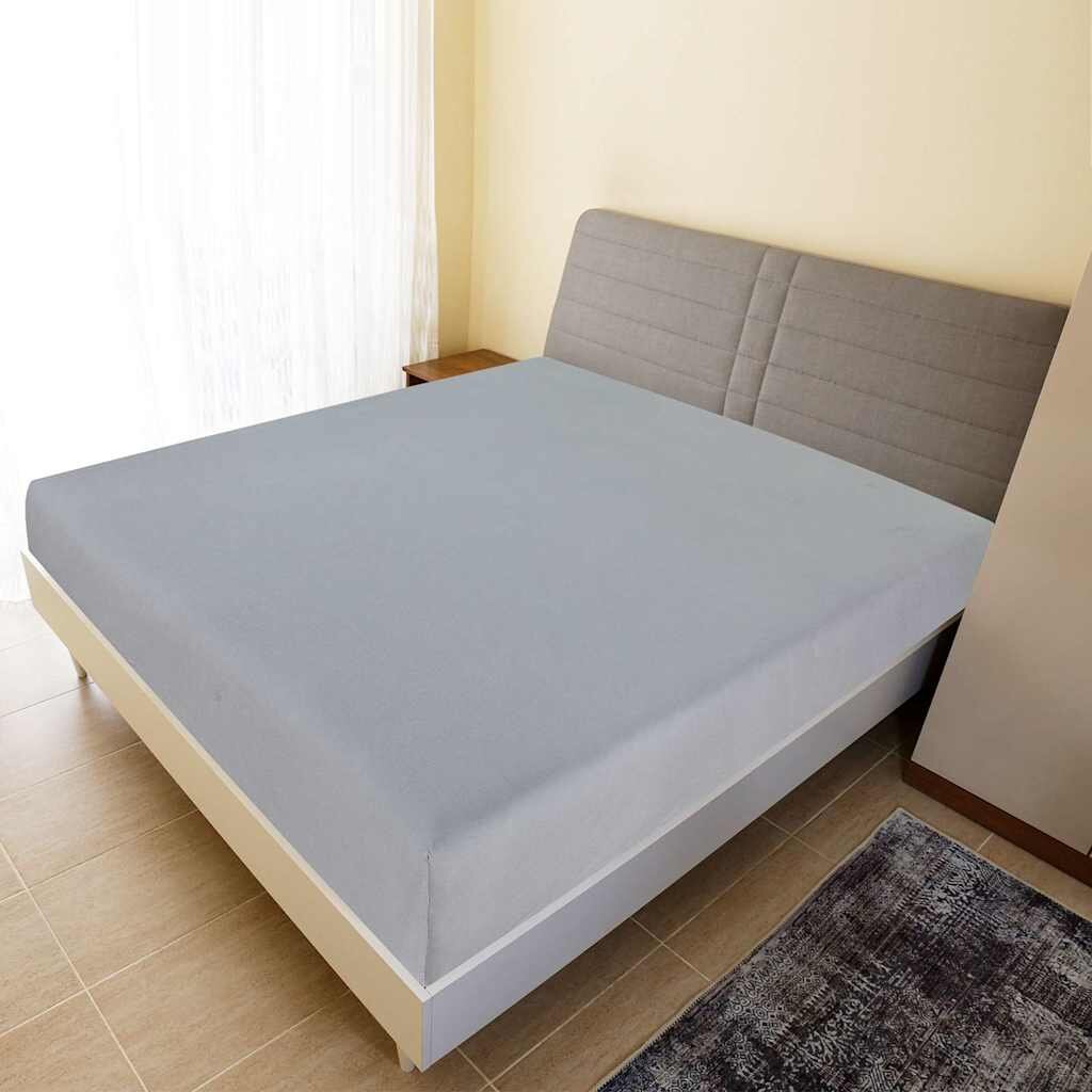 vidaXL Чаршафи с ластик 2 бр сиви 160x200 см памук