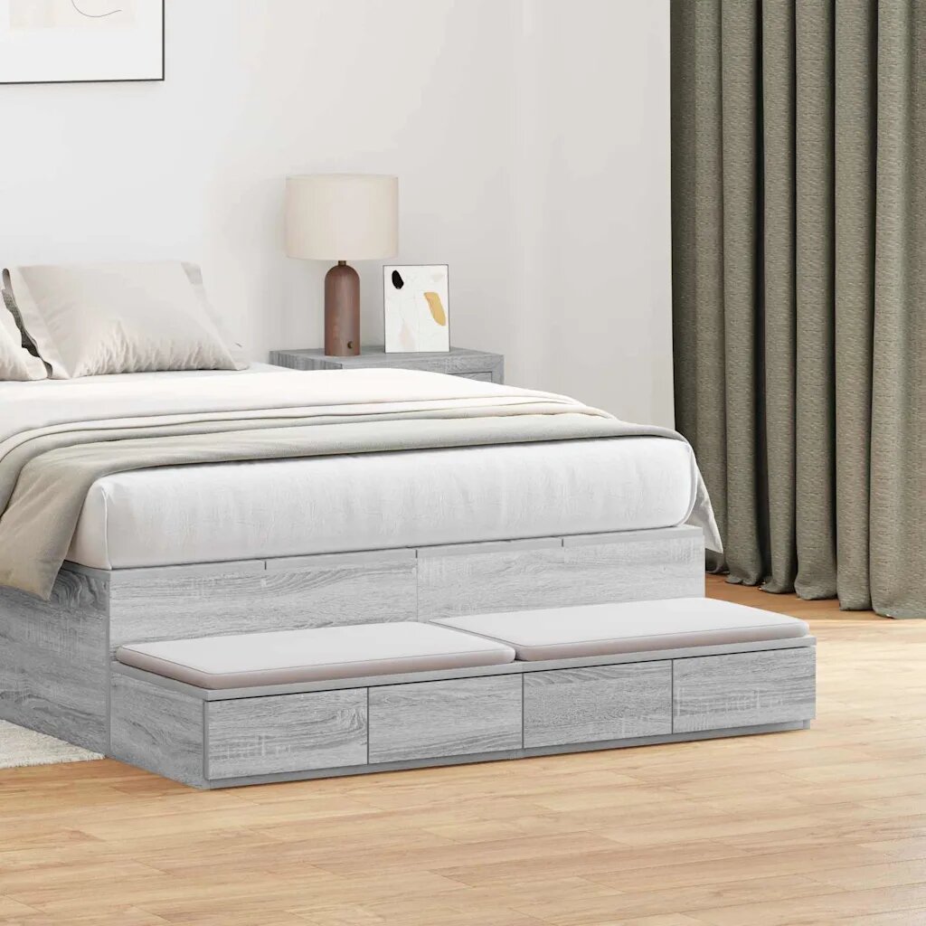 vidaXL Чекмеджета за легло Сив Сонома 120 x 365 x 165 см