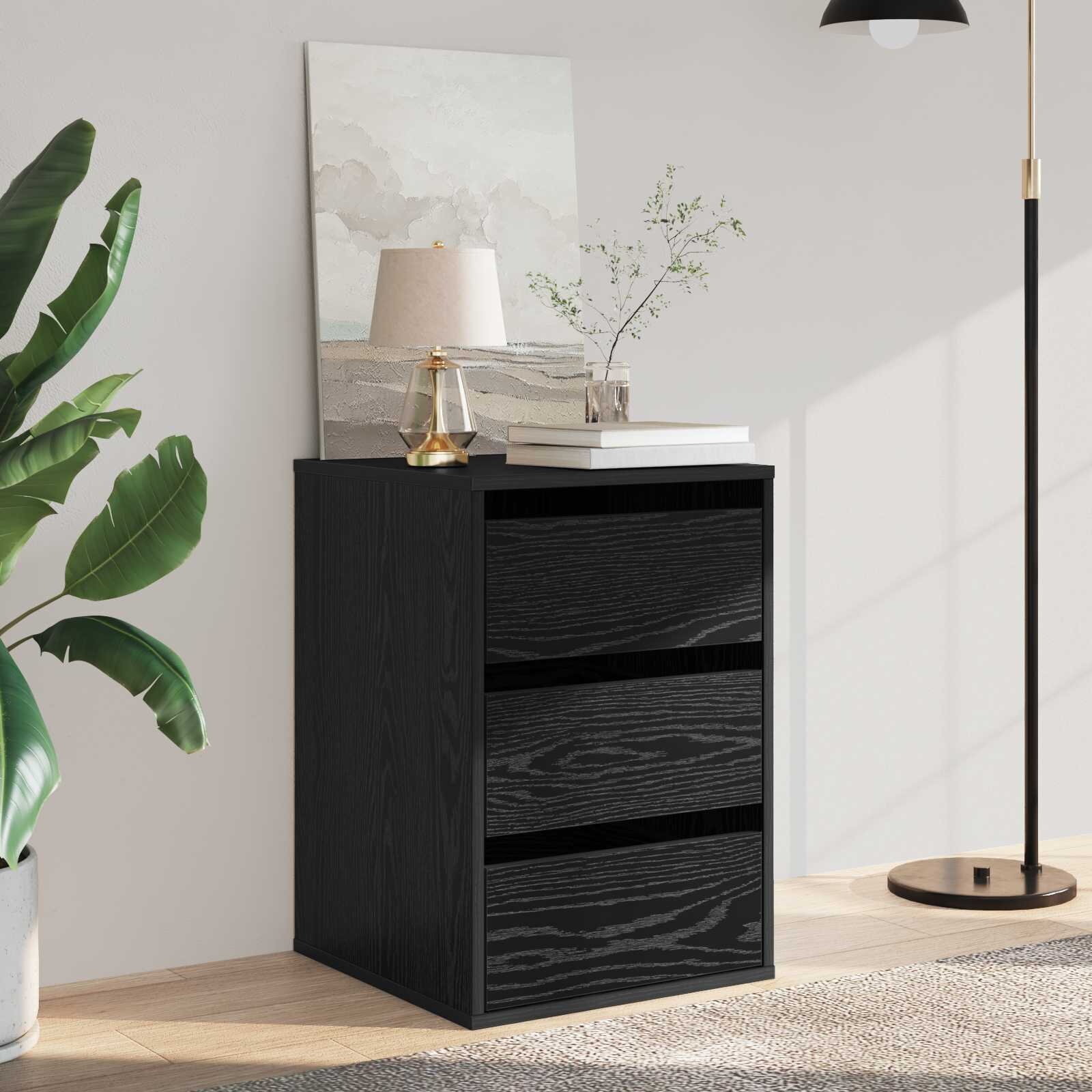 vidaXL Чекмеджетен шкаф 3-Чекмедже Черния дъб 41 x 40 x 58 см