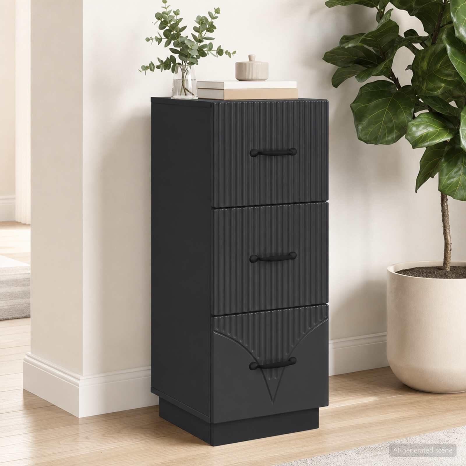 vidaXL Чекмеджетен шкаф 33 x 345 x 87 см Инженерна дървесина Черно