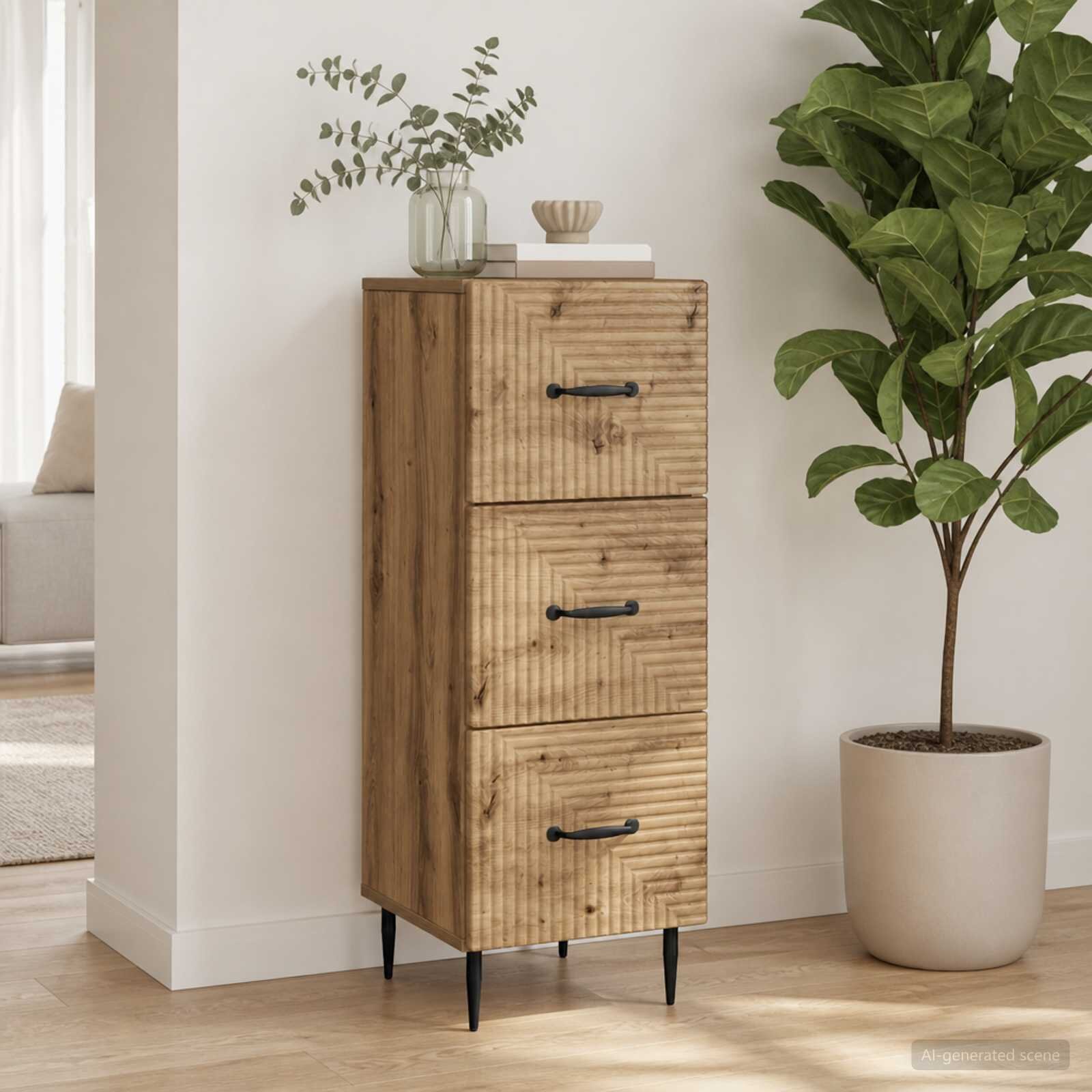 vidaXL Чекмеджетен шкаф 33 x 345 x 895 см Инженерна дървесина
