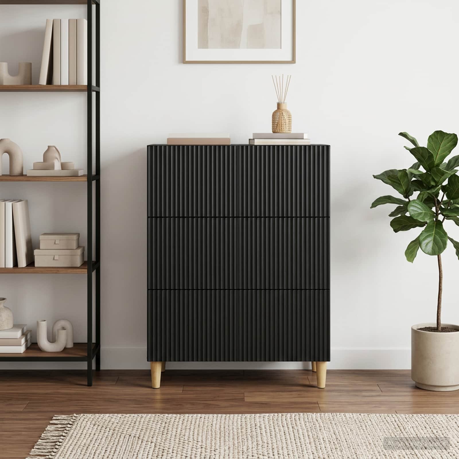 vidaXL Чекмеджетен шкаф 66 x 345 x 90 см Инженерна дървесина Черно
