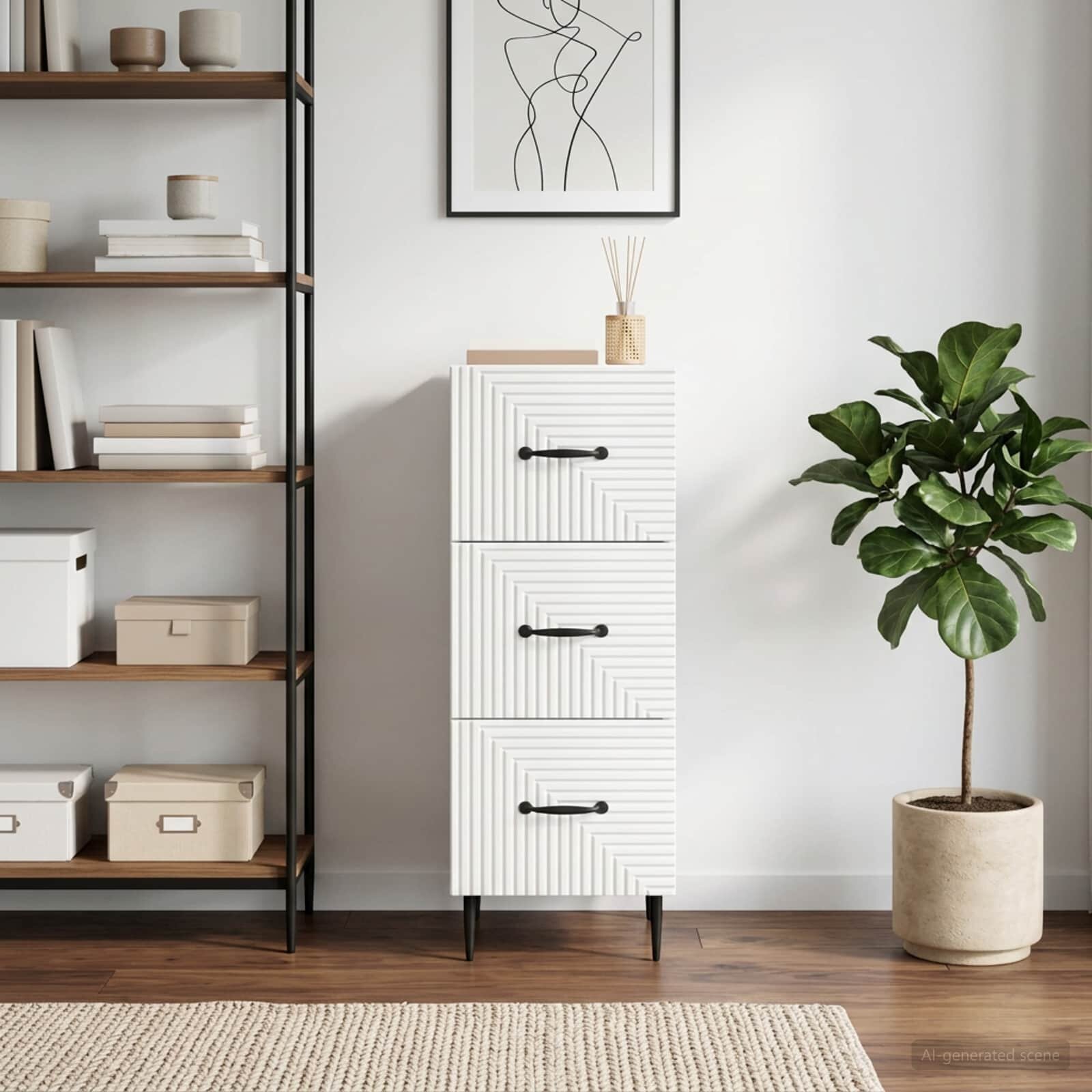 vidaXL Чекмеджетен шкаф Бял гланц 33 x 345 x 895 см