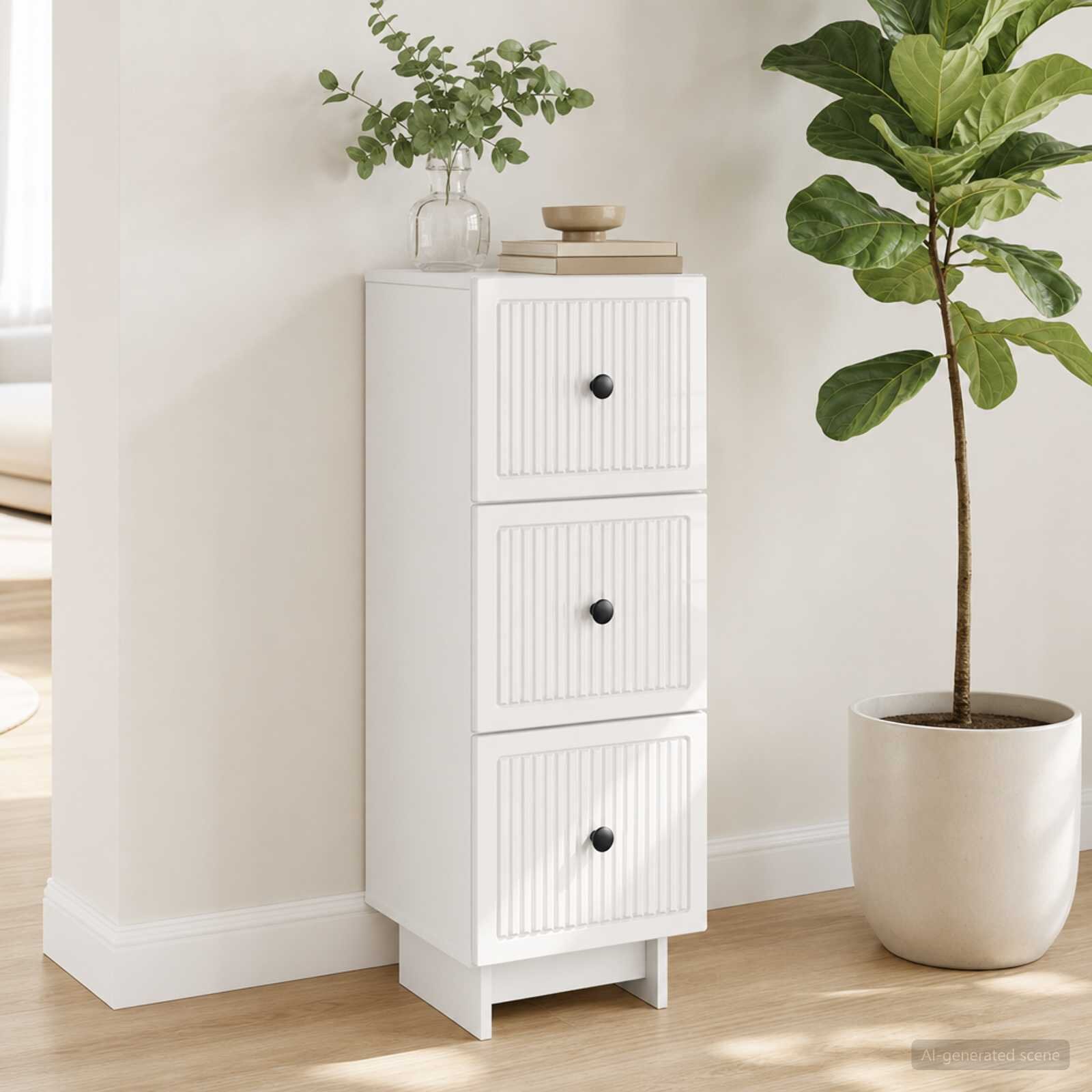 vidaXL Чекмеджетен шкаф Бял гланц 33 x 345 x 90 см