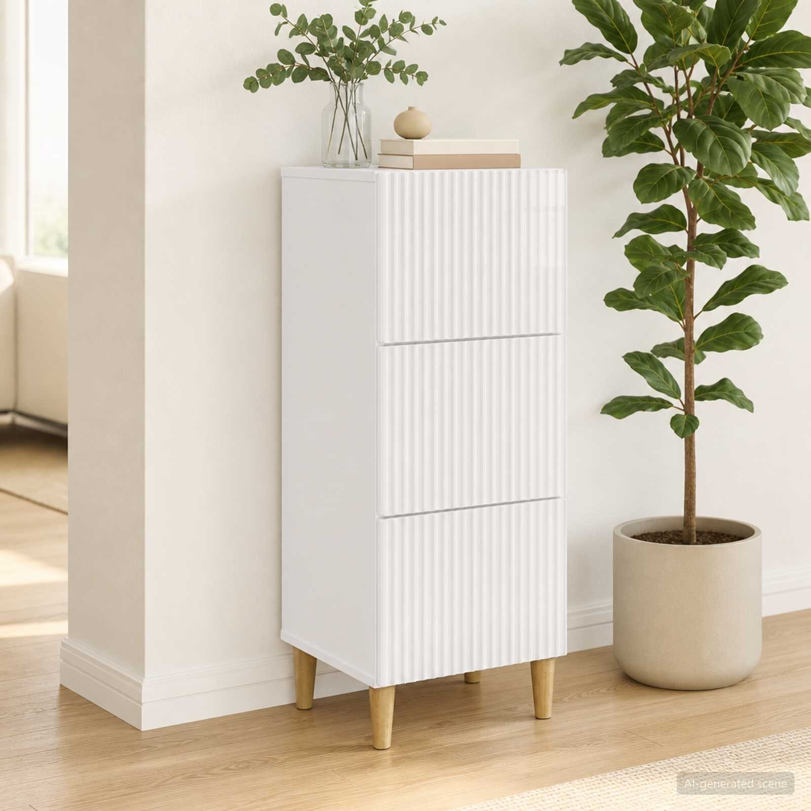 vidaXL Чекмеджетен шкаф Бял гланц 33 x 345 x 90 см