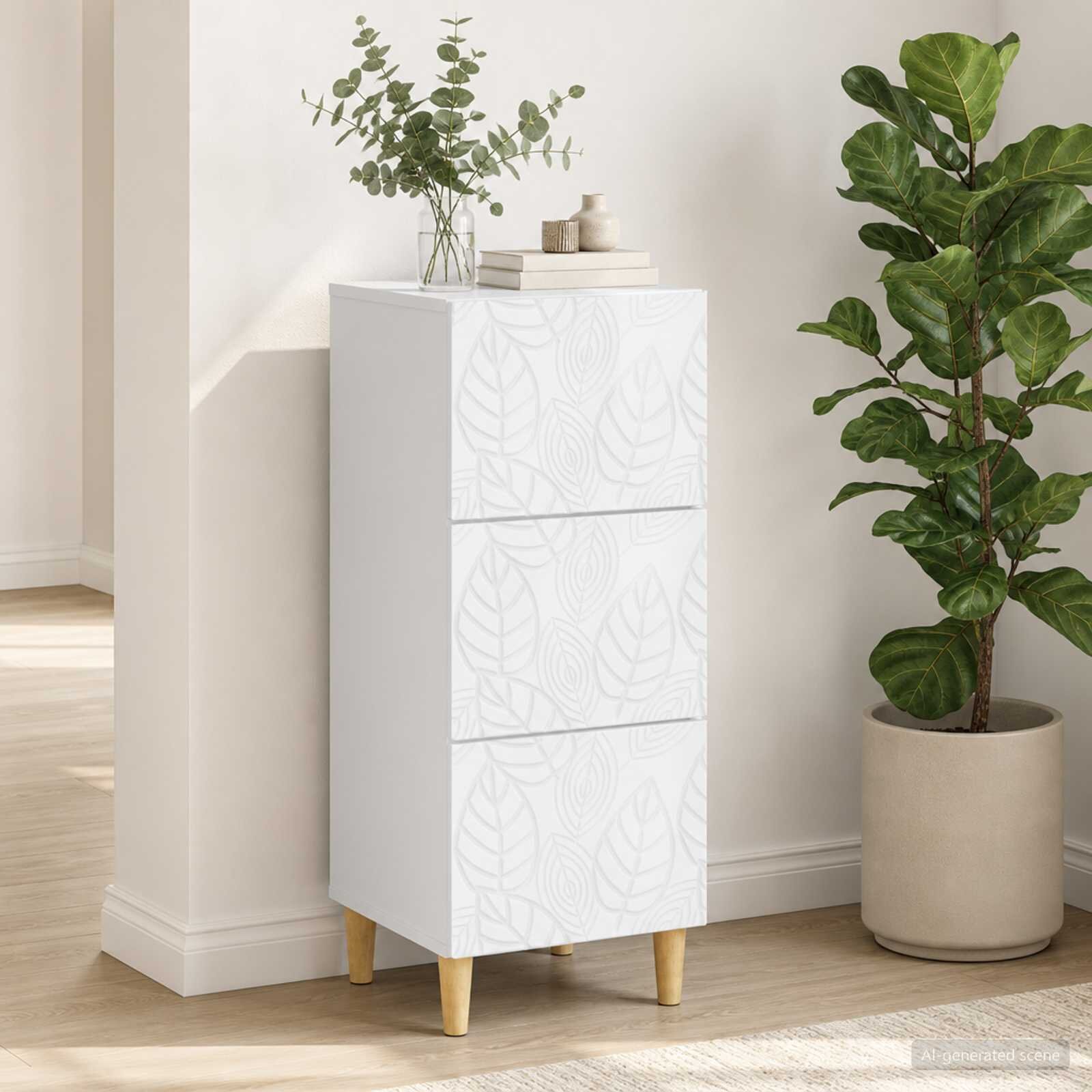 vidaXL Чекмеджетен шкаф Бял гланц 33 x 345 x 90 см