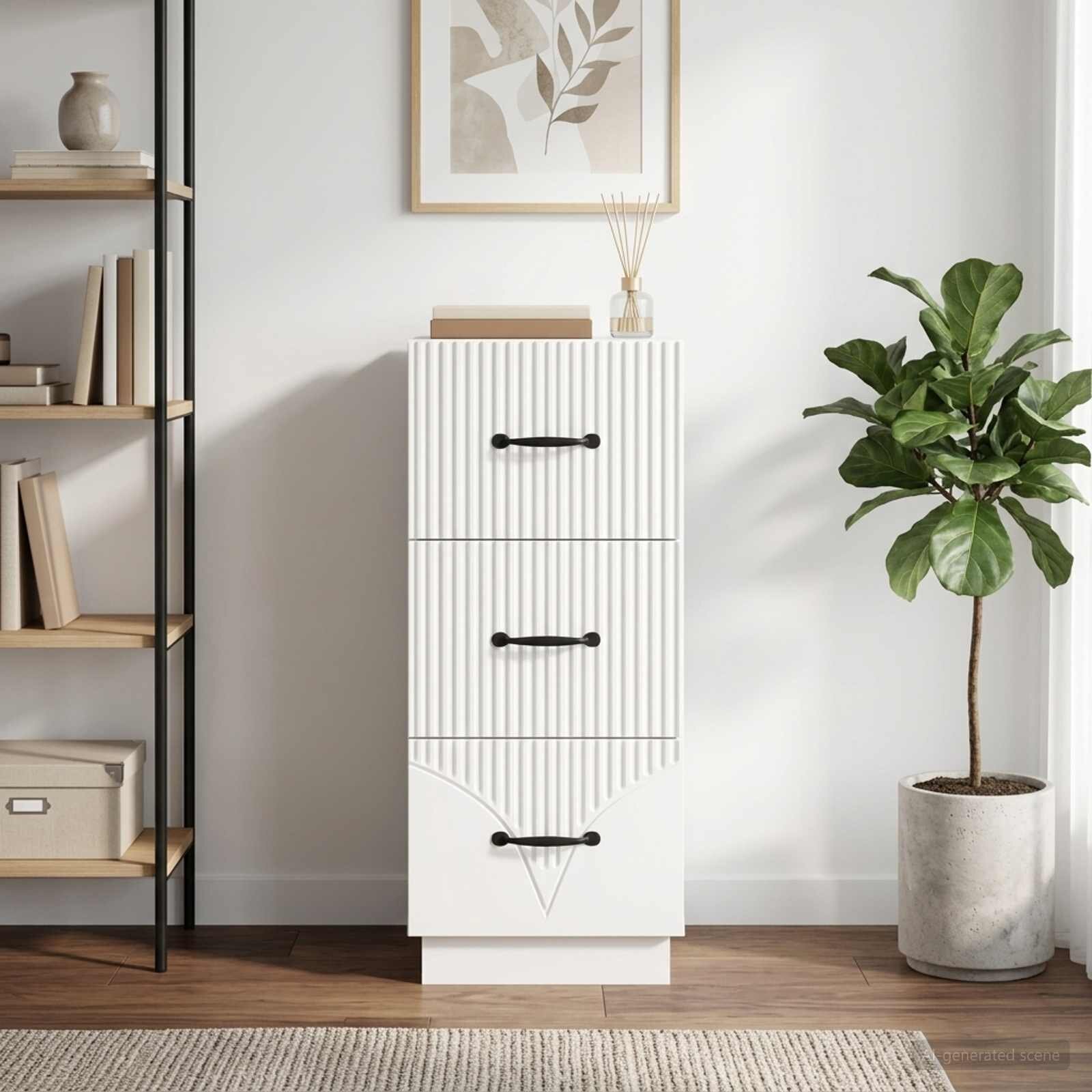 vidaXL Чекмеджетен шкаф Бяло 33 x 345 x 87 см Инженерна дървесина