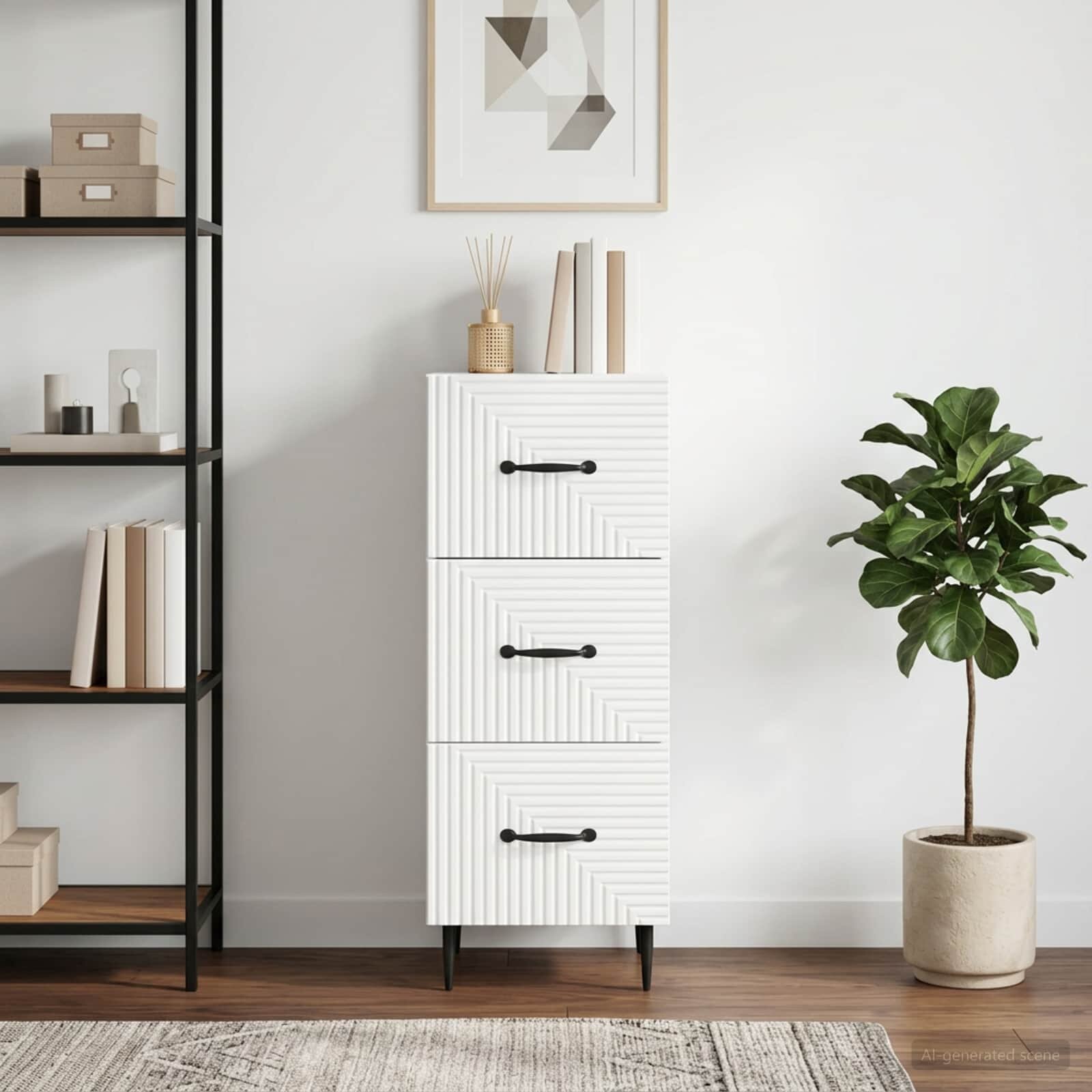 vidaXL Чекмеджетен шкаф Бяло 33 x 345 x 895 см Инженерна дървесина