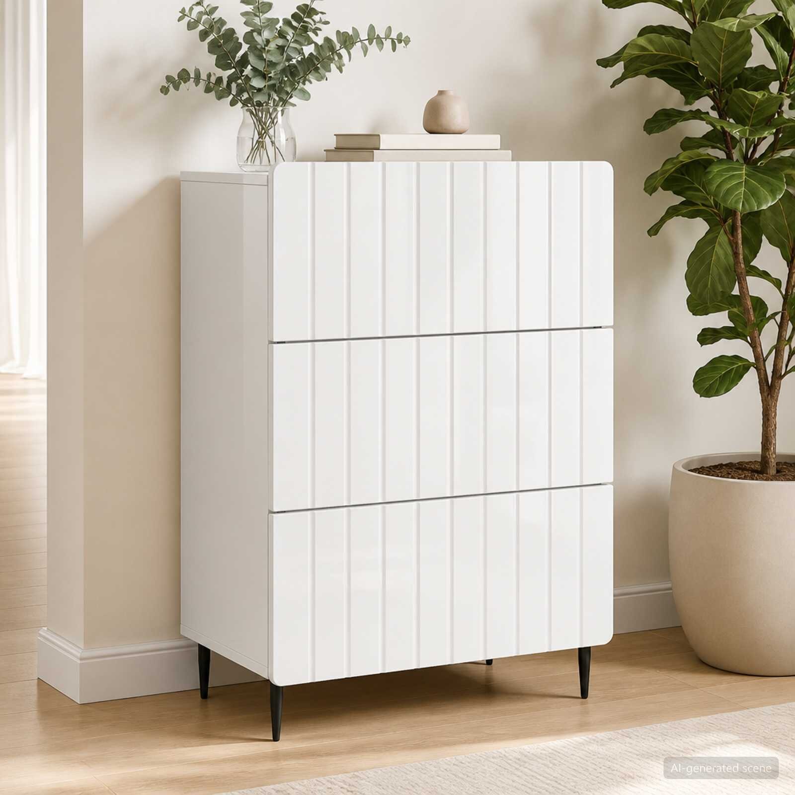 vidaXL Чекмеджетен шкаф Бяло 66 x 345 x 92 см Инженерна дървесина