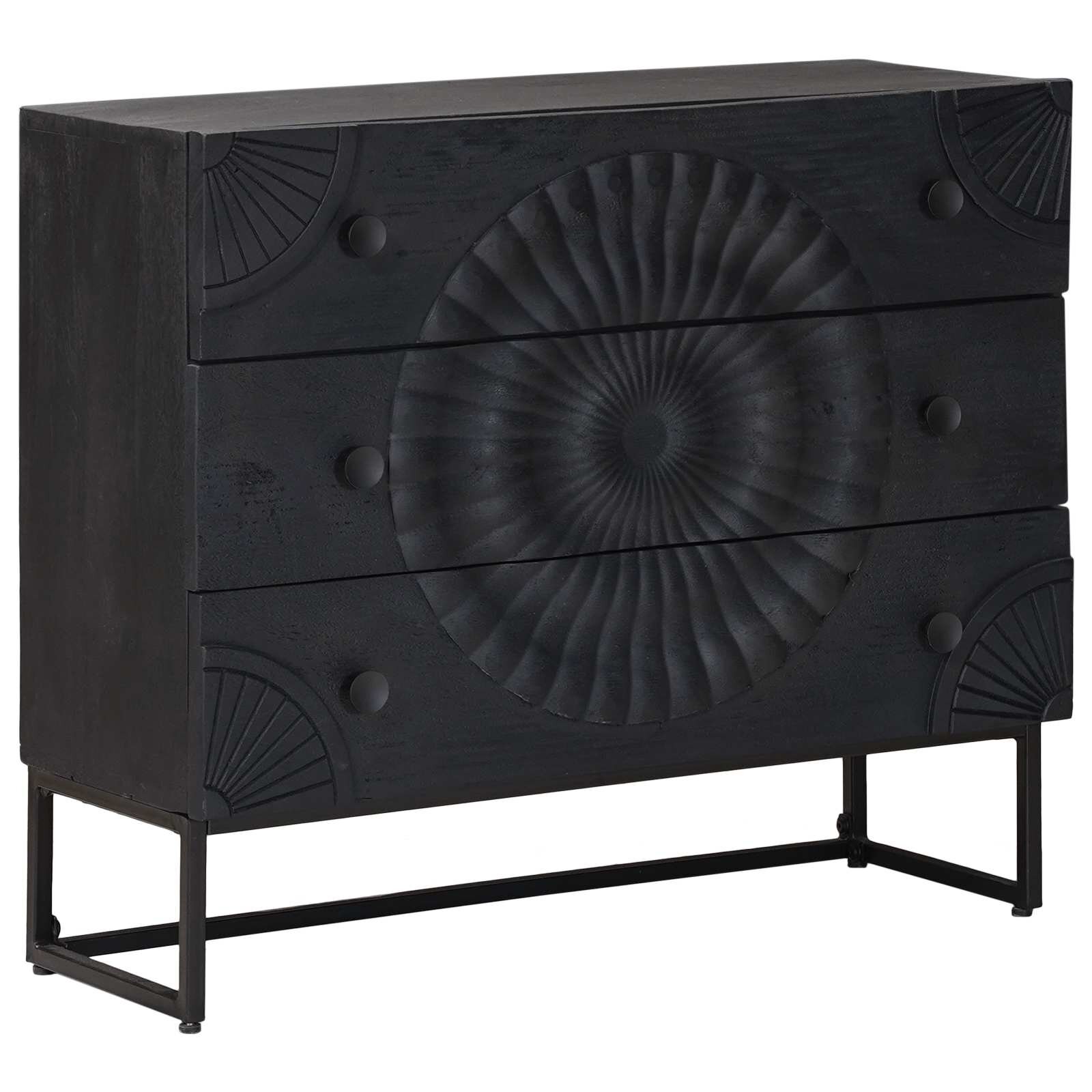 vidaXL Чекмеджетен шкаф Черен 75 x 30 x 65 см