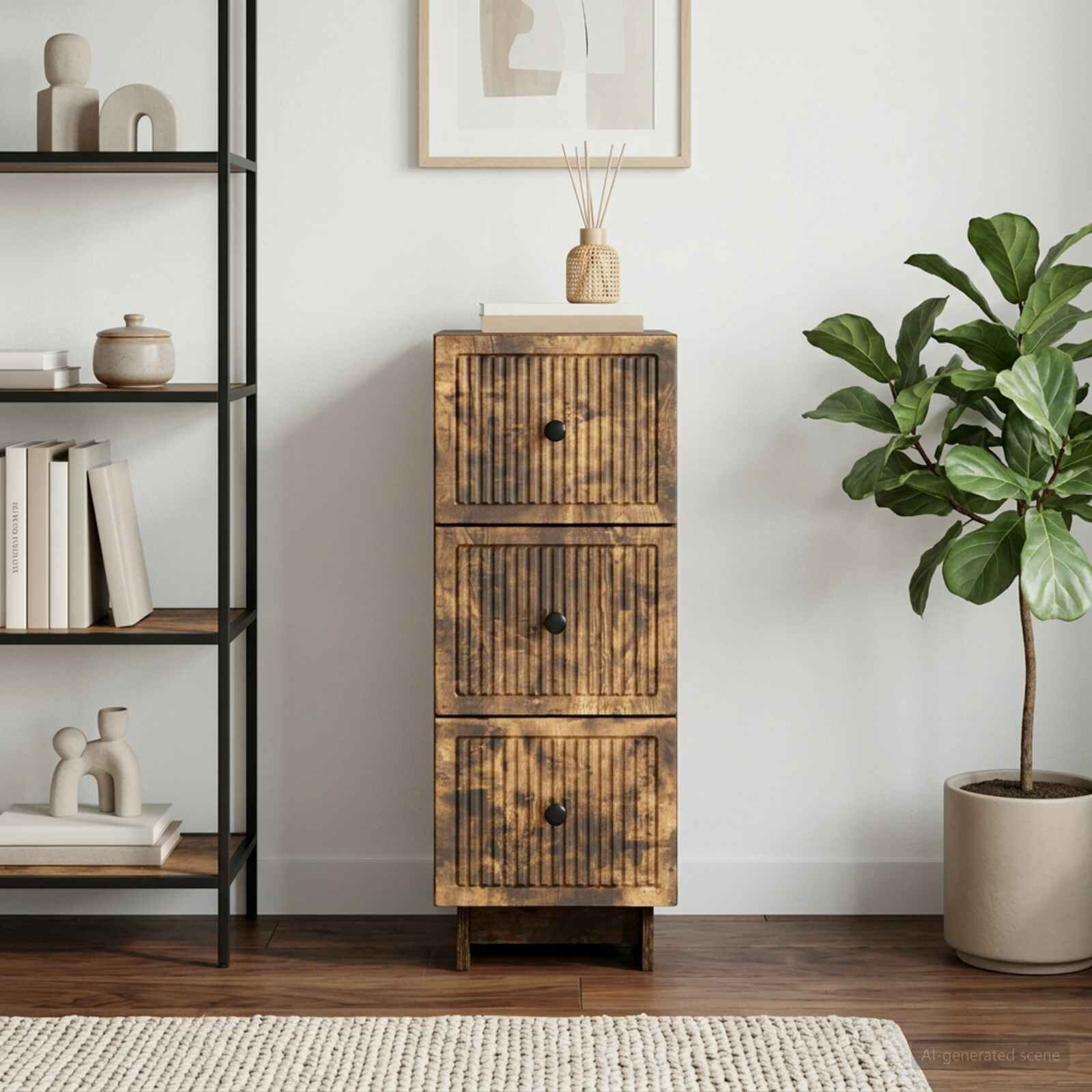 vidaXL Чекмеджетен шкаф Опушен дъб 33 x 345 x 90 см