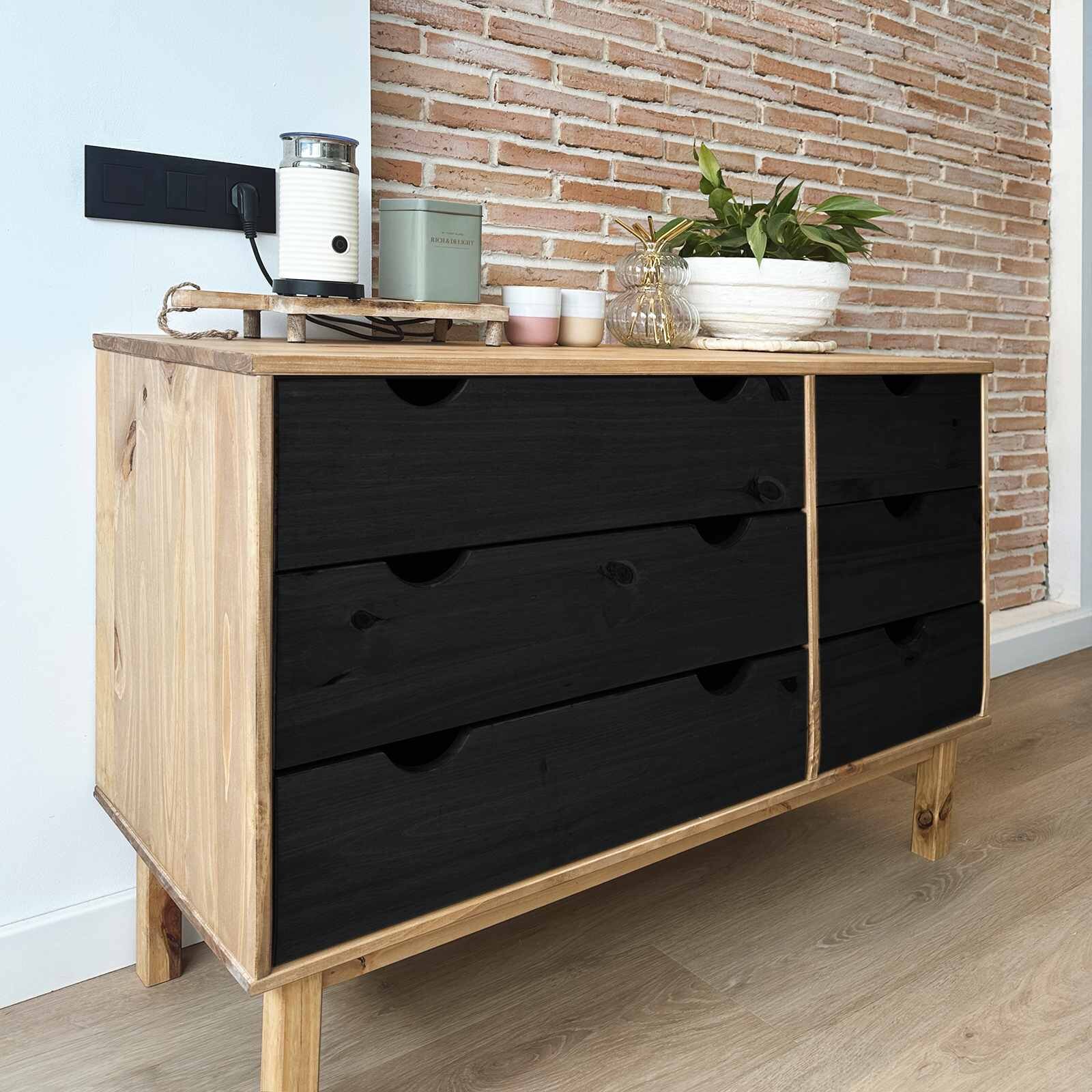 vidaXL Чекмеджетен шкаф с чекмедже OTTA Черно 111 x 43 x 735 см