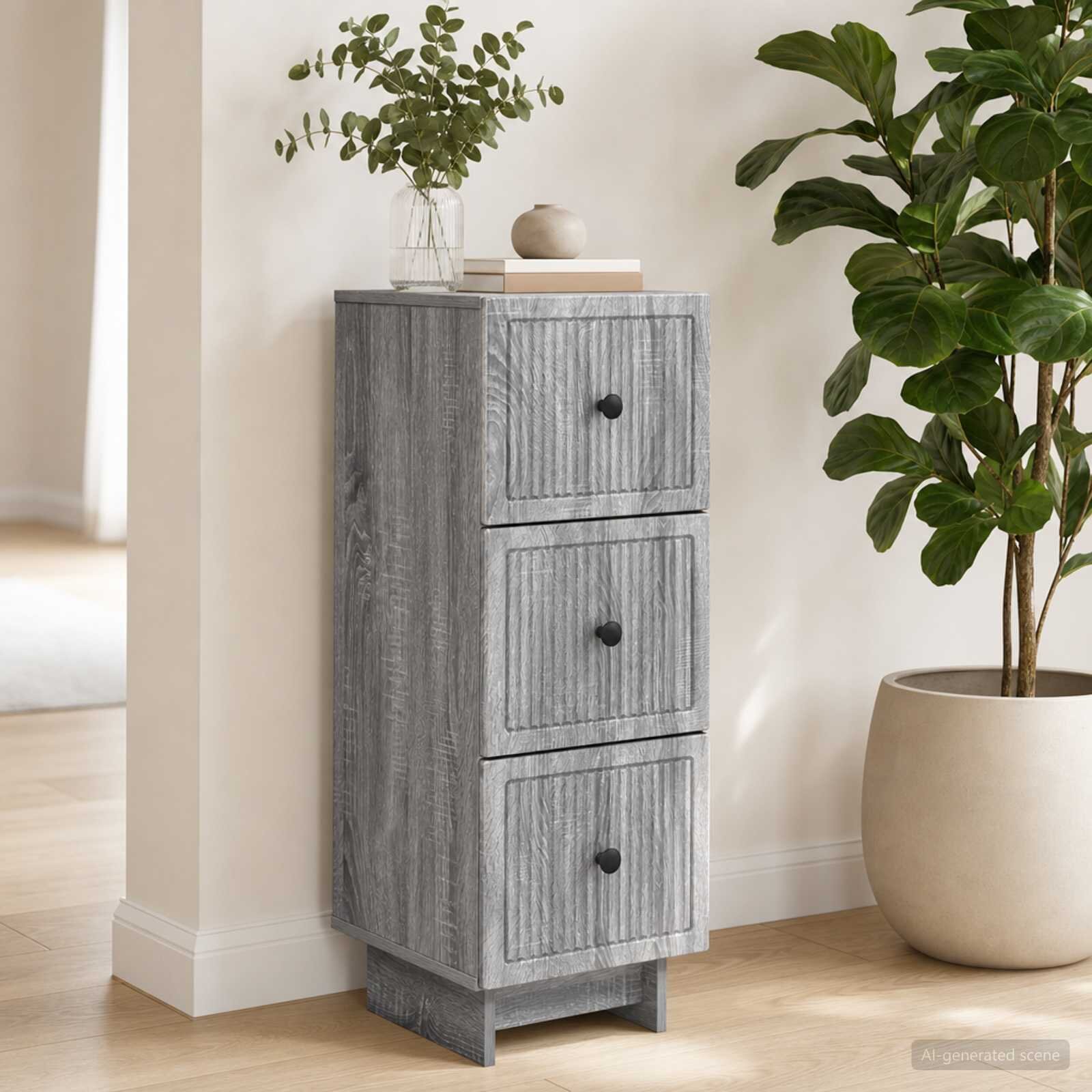 vidaXL Чекмеджетен шкаф Сива сонома 33 x 345 x 90 см