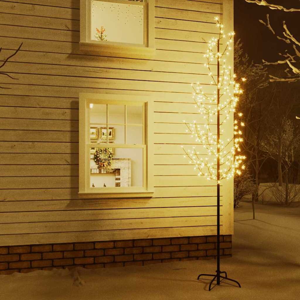 vidaXL Черешов цвят LED дърво топло бяло 368 LED 300 см