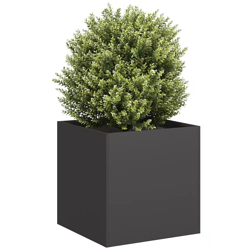 vidaXL Черна саксия 40x40x40 cm Студено валцувана стомана