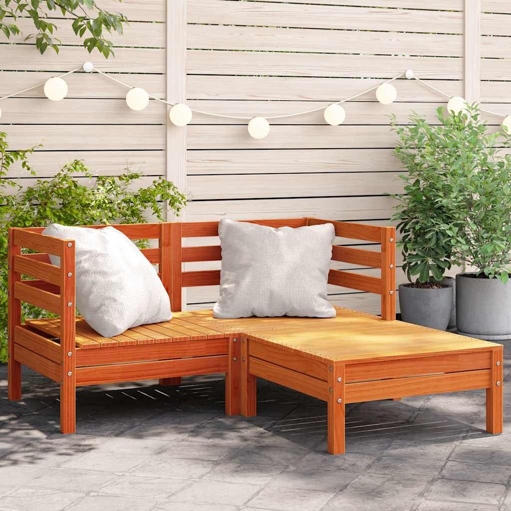 vidaXL Corner Sofa 2-местен Solid pine wood Восъчнокафяво 2-seater