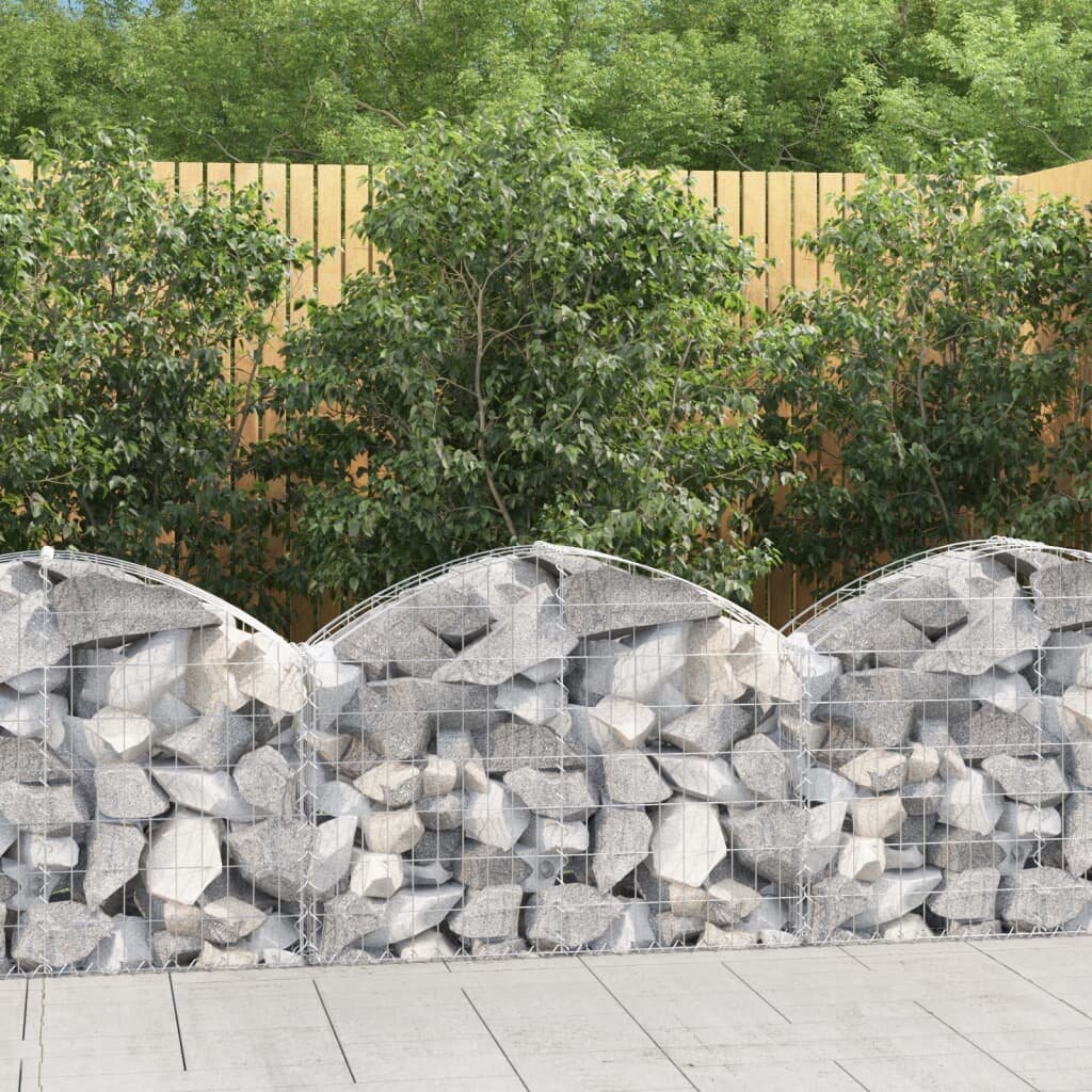 vidaXL Дъговидна габионна кошница 100x30x60/80 см поцинковано желязо