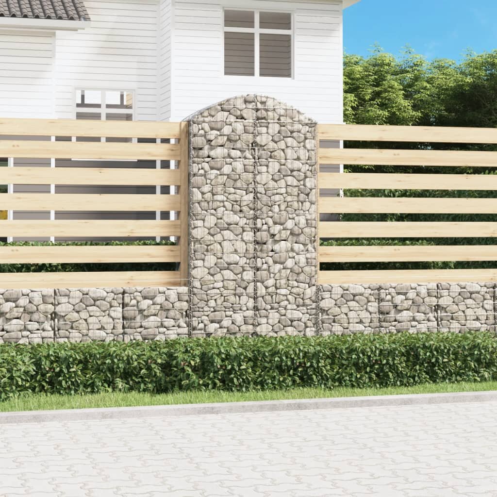 vidaXL Дъговидна габионна кошница 100x50x200/220 см поцинковано желязо