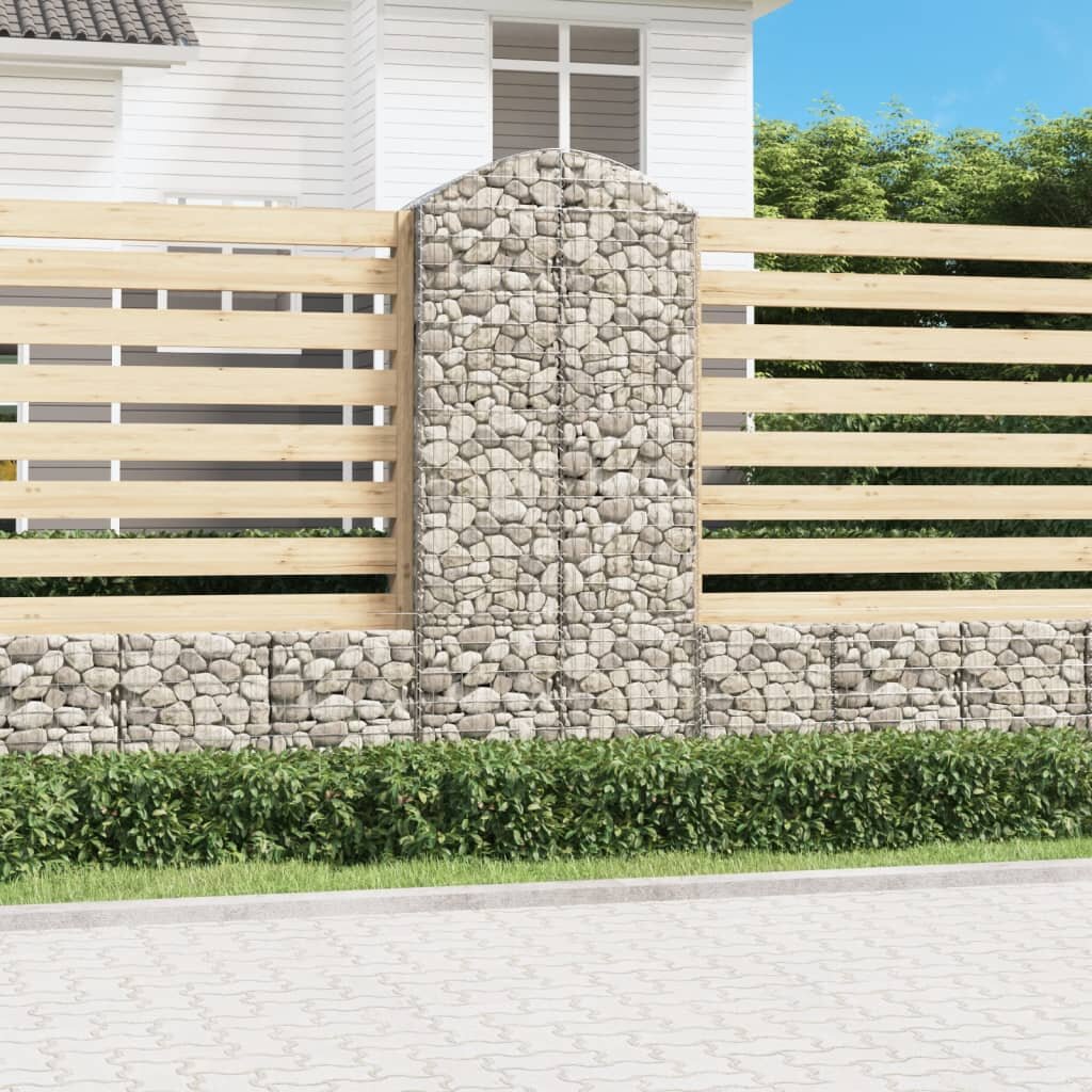 vidaXL Дъговидна габионна кошница 100x50x220/240 см поцинковано желязо