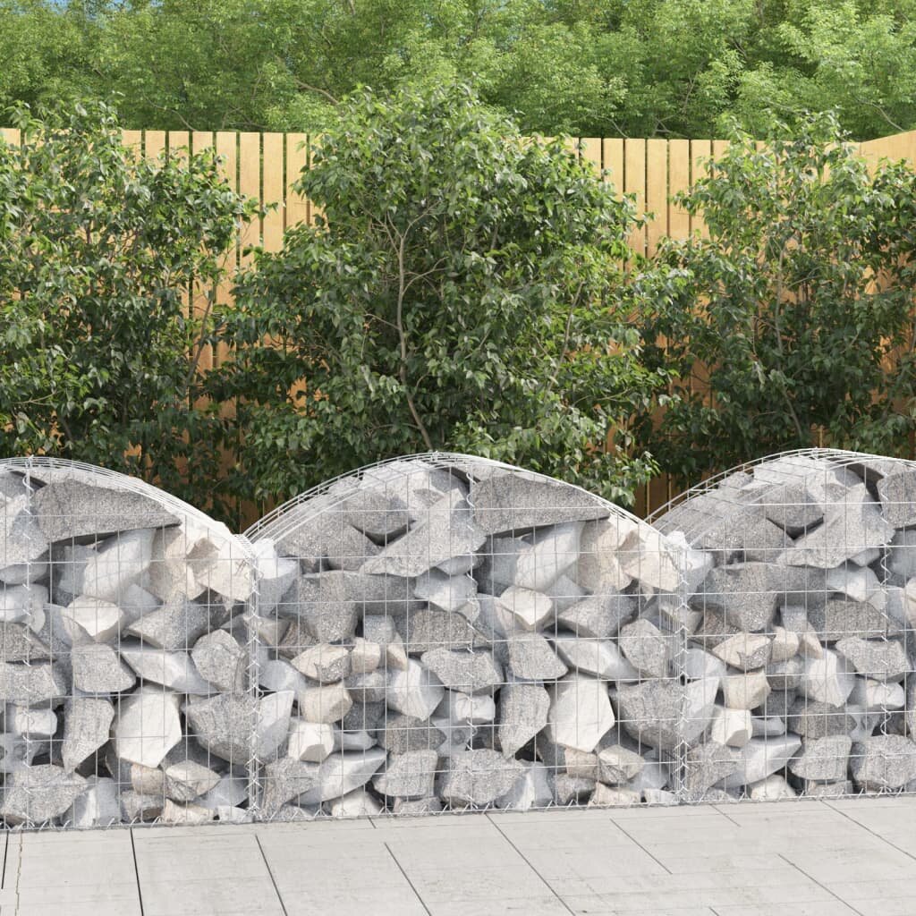 vidaXL Дъговидна габионна кошница 100x50x60/80 см поцинковано желязо