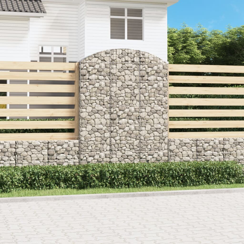 vidaXL Дъговидна габионна кошница 150x30x200/220 см поцинковано желязо