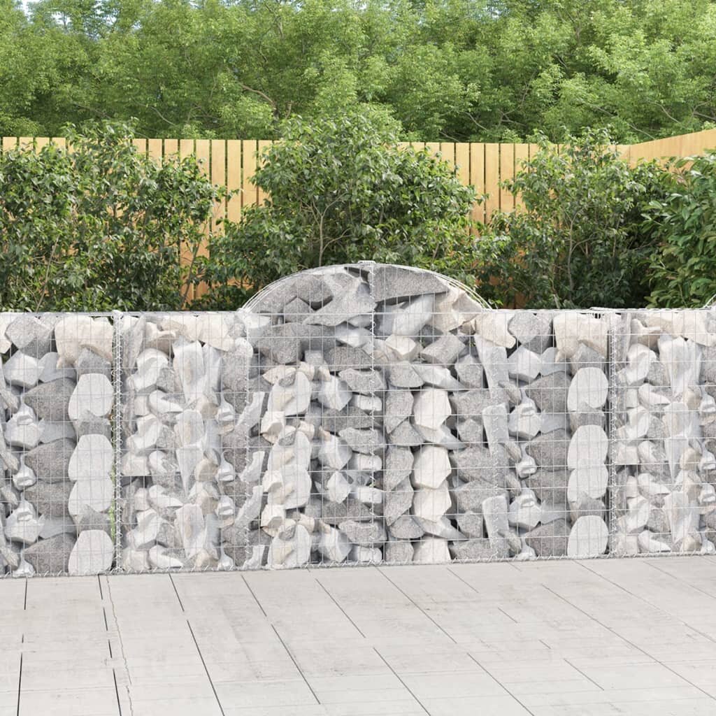 vidaXL Дъговидна габионна кошница 200x30x100/120 см поцинковано желязо