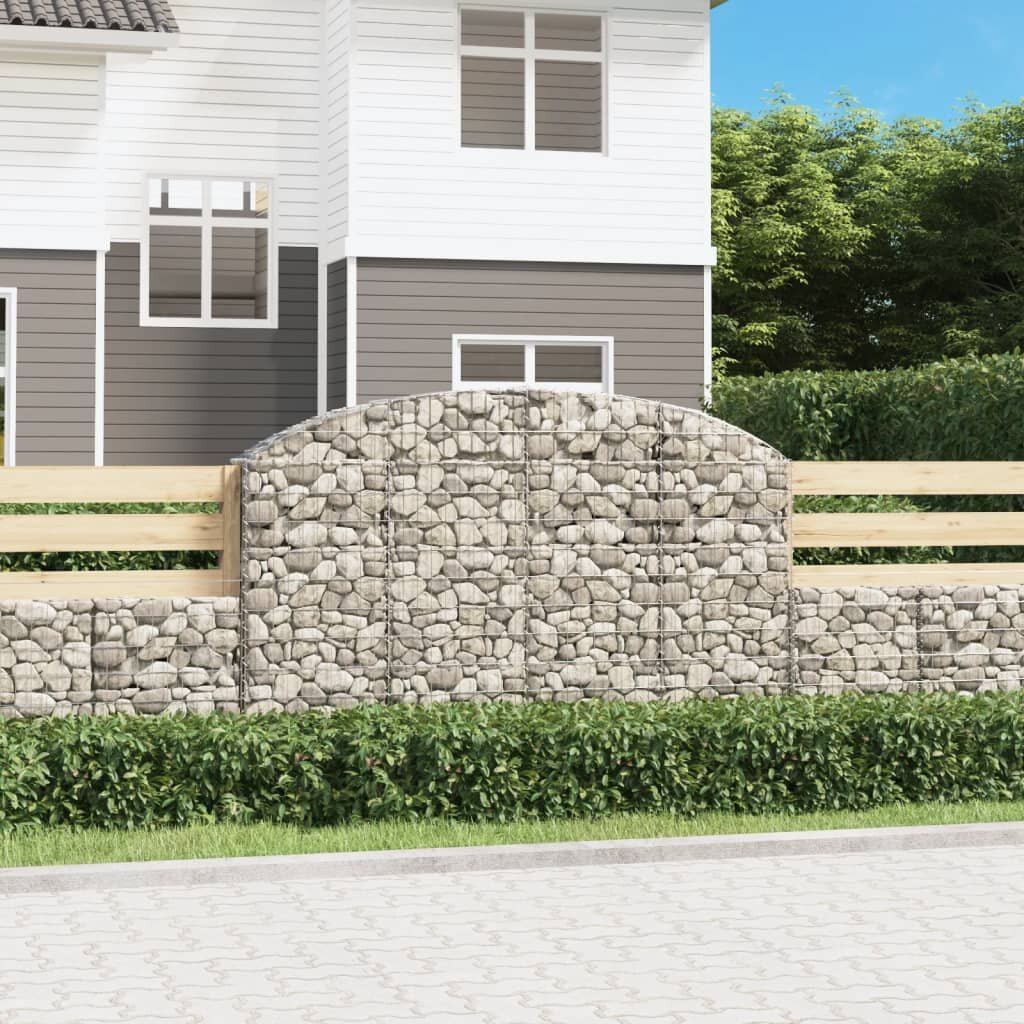 vidaXL Дъговидна габионна кошница 200x30x120/140 см поцинковано желязо