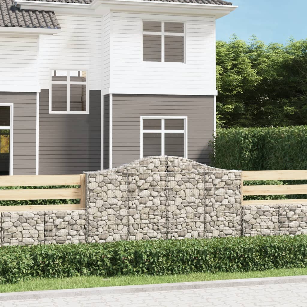 vidaXL Дъговидна габионна кошница 200x30x120/140 см поцинковано желязо