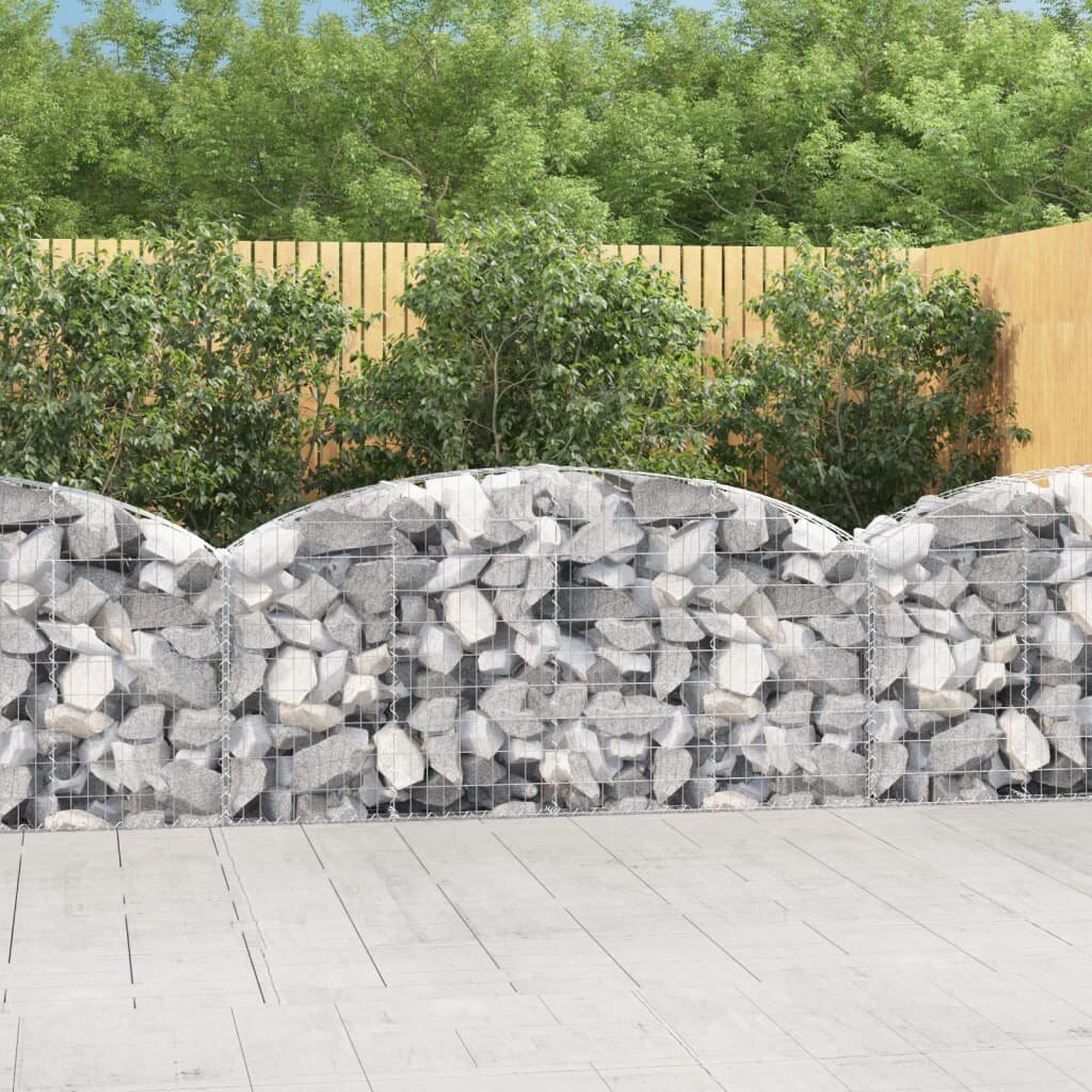 vidaXL Дъговидна габионна кошница 200x30x80/100 см поцинковано желязо