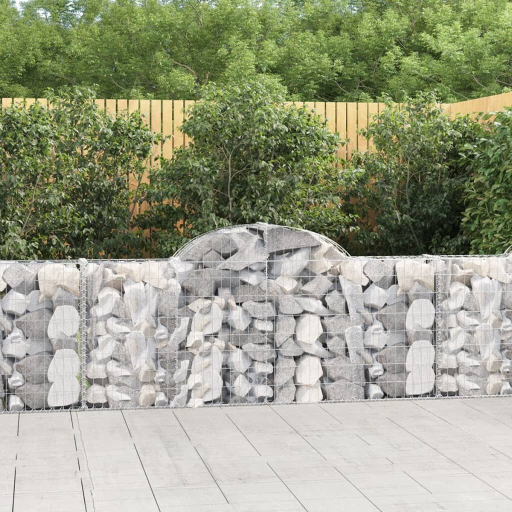 vidaXL Дъговидна габионна кошница 200x30x80/100 см поцинковано желязо