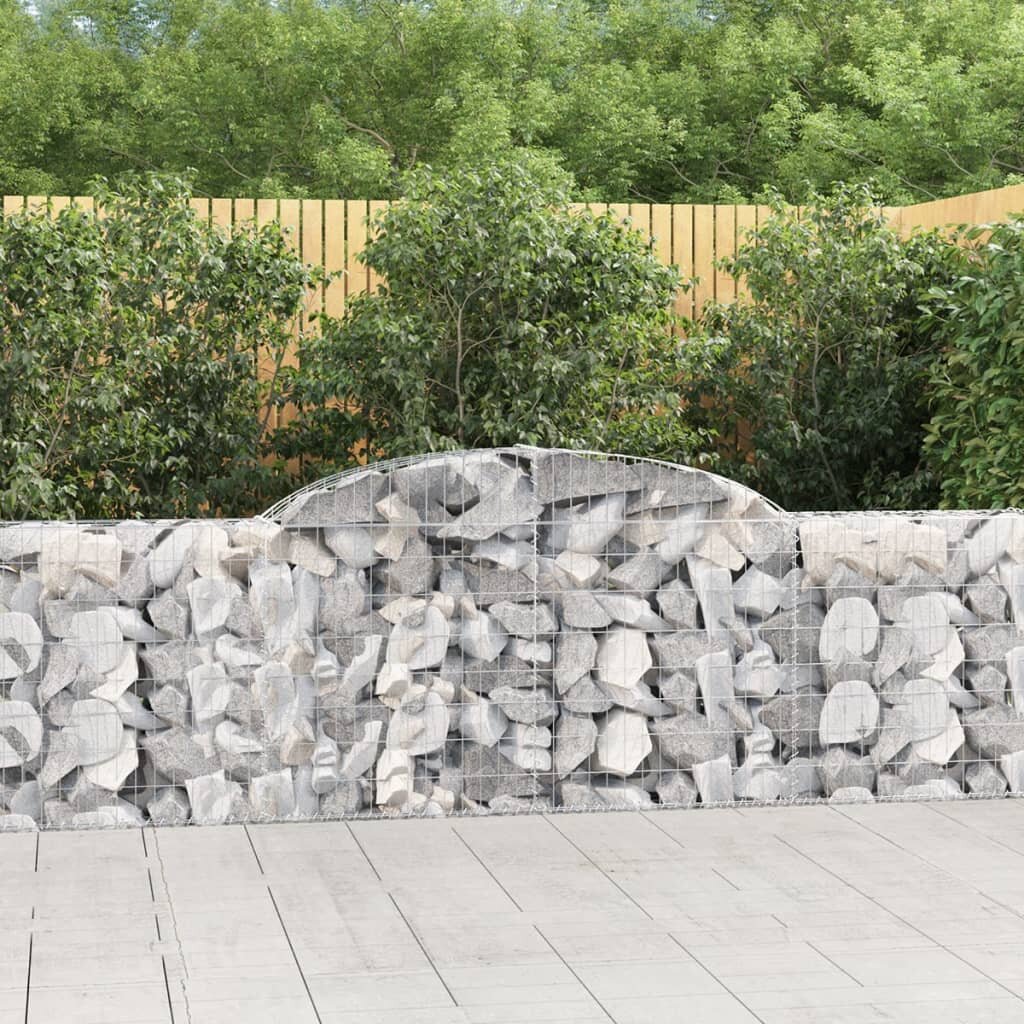 vidaXL Дъговидна габионна кошница 300x30x80/100 см поцинковано желязо