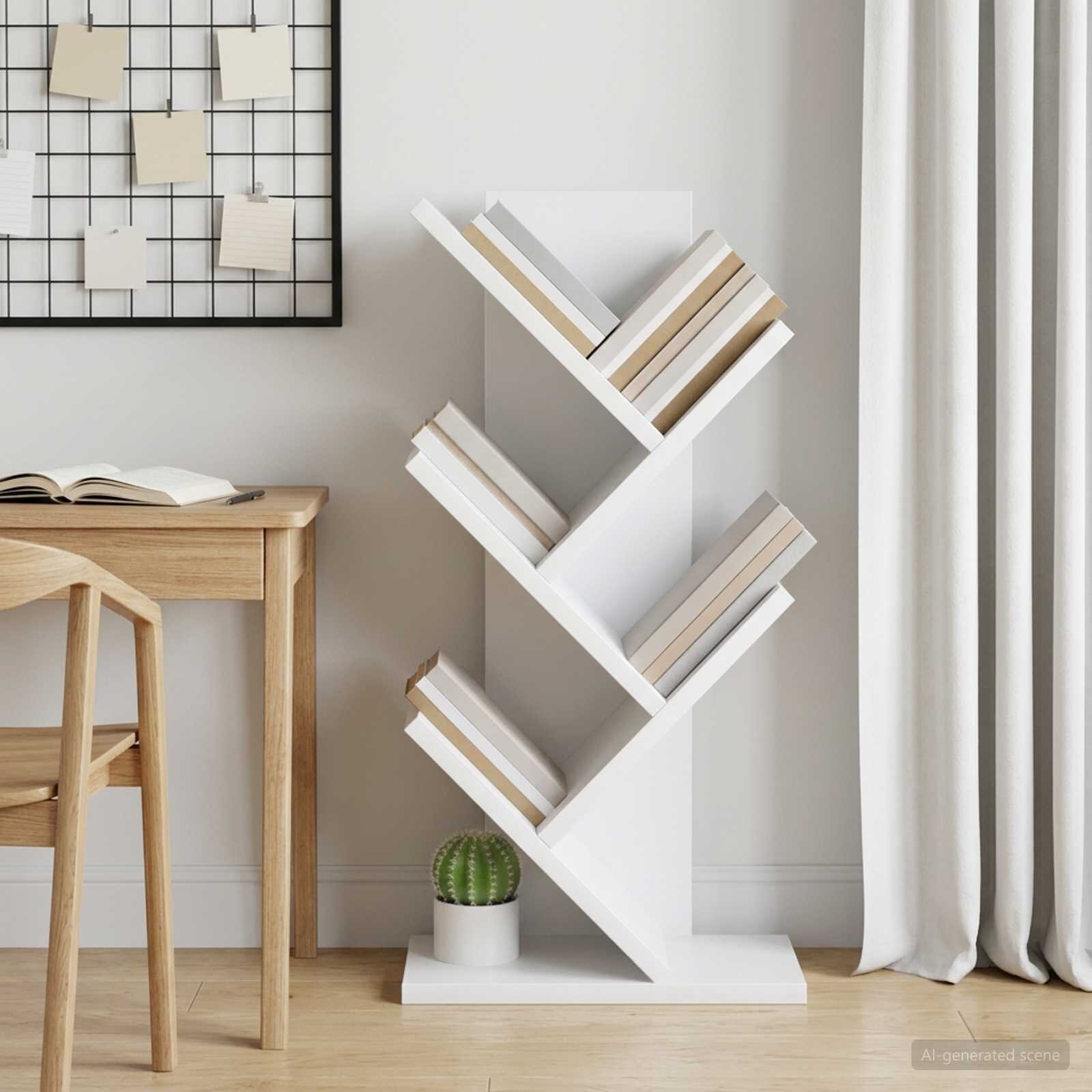vidaXL Дървен рафт за книги 4-етажа 30 x 18 x 60 см Бяло