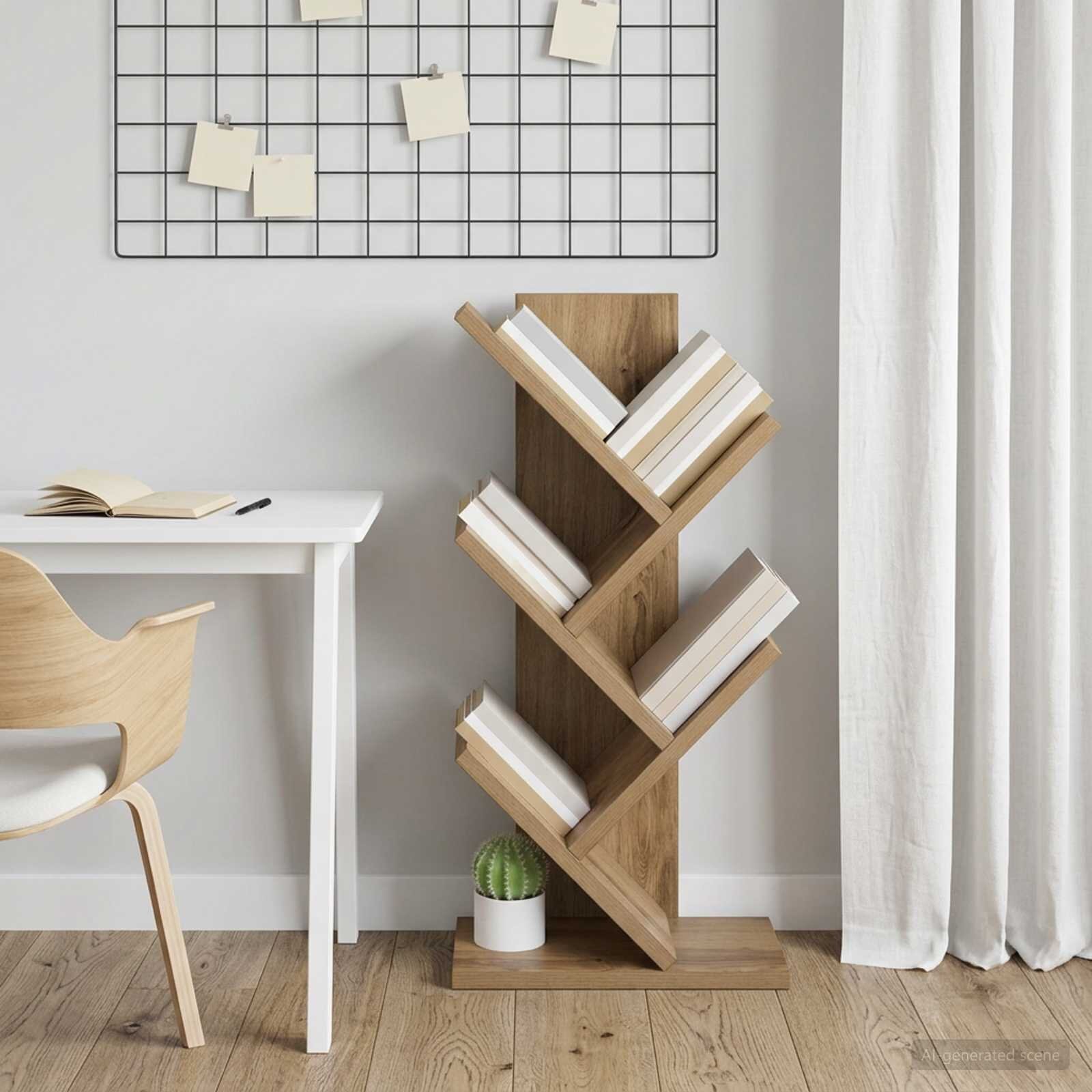 vidaXL Дървен рафт за книги 4-етажа 30 x 18 x 60 см Дъб артизан