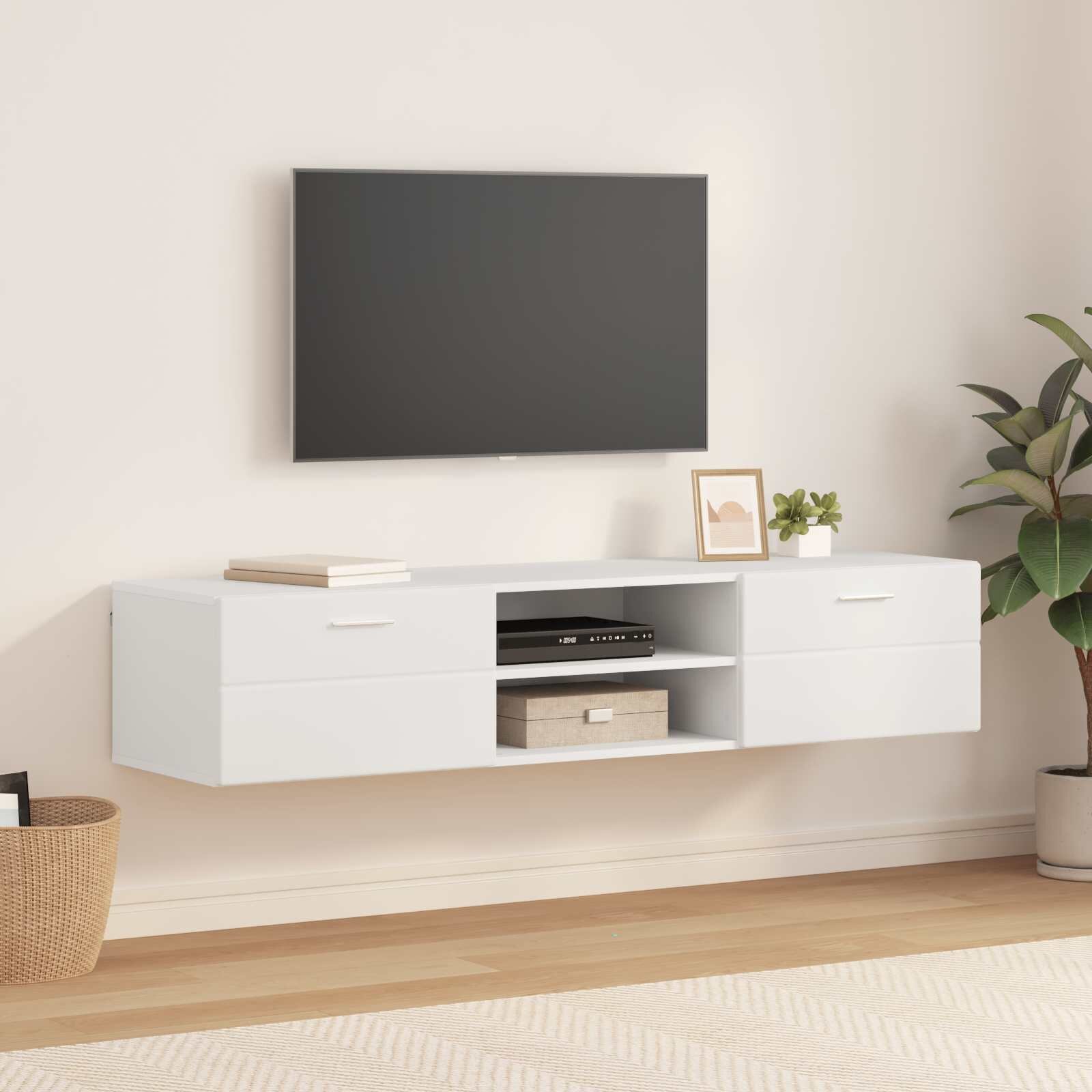 vidaXL Дървен шкаф 150 x 39 x 30 см Бяло Инженерна дървесина