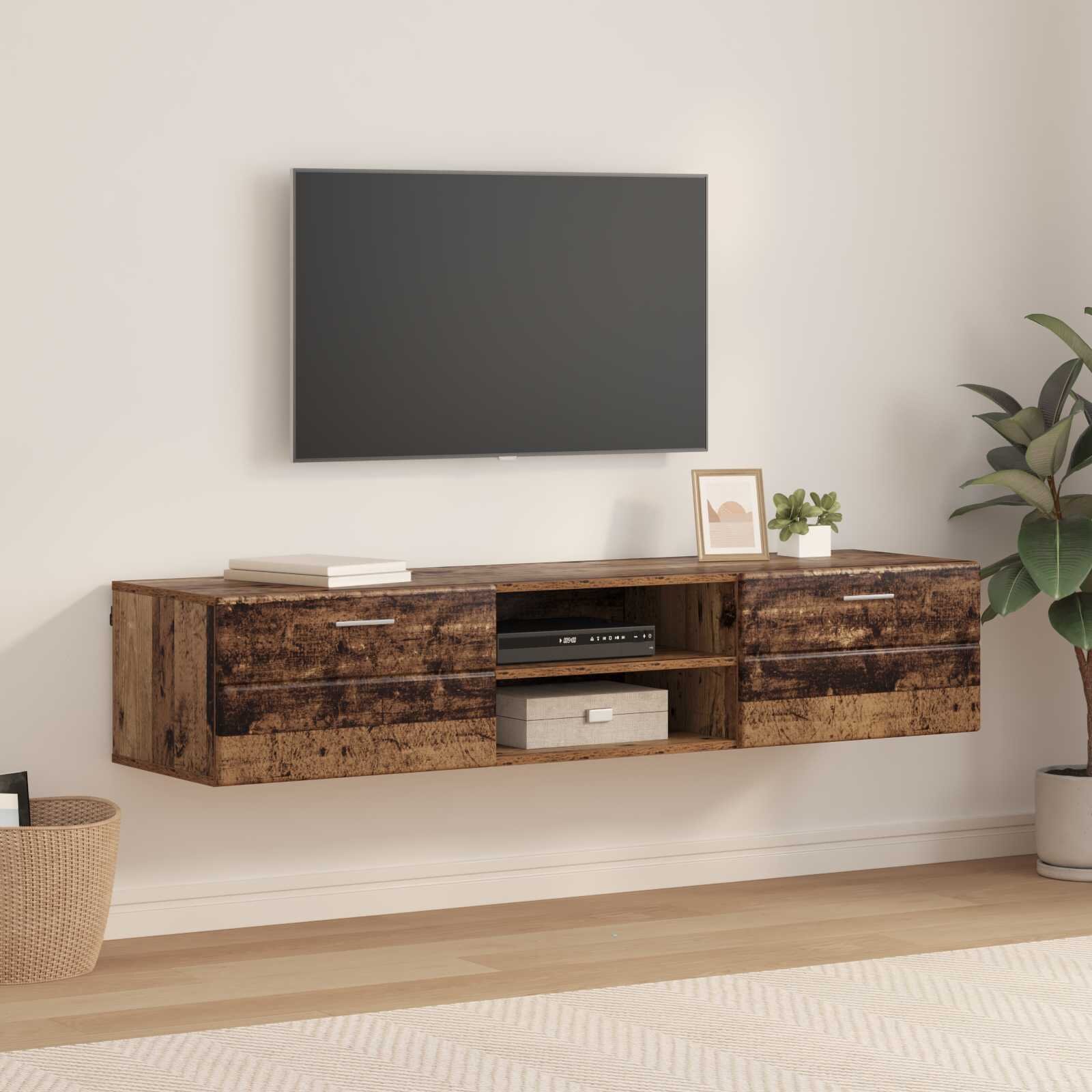 vidaXL Дървен шкаф 150 x 39 x 30 см Старо дърво Инженерна дървесина