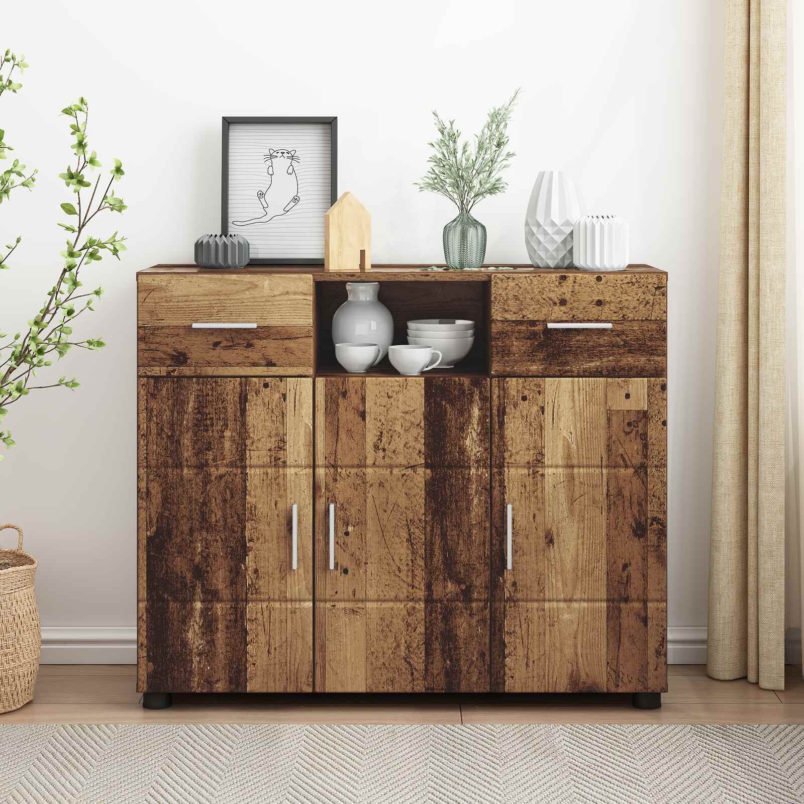 vidaXL Дървен шкаф Старо дърво Инженерна дървесина
