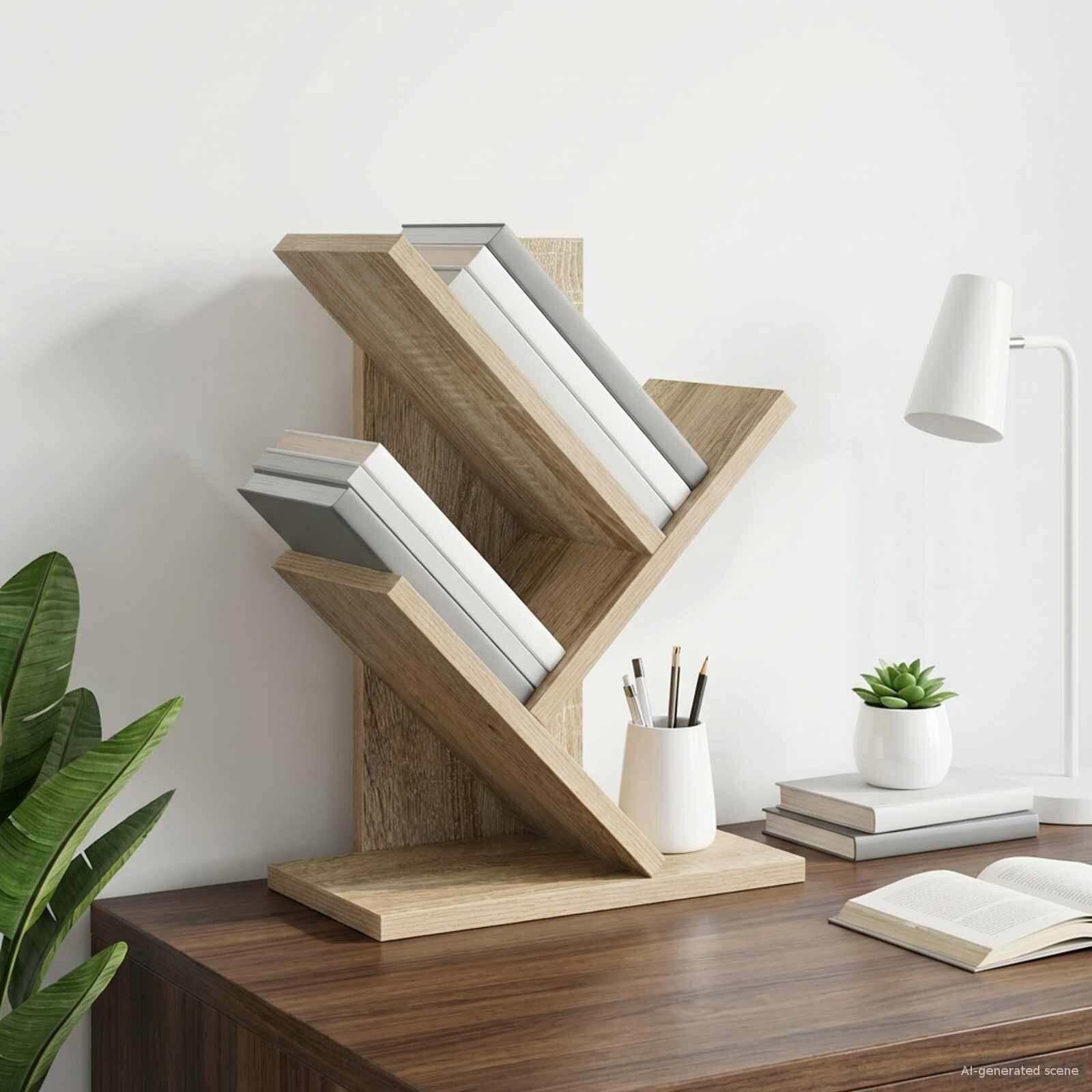 vidaXL Дървена библиотека 3-тирe 30 x 18 x 40 см Инженерна дървесина