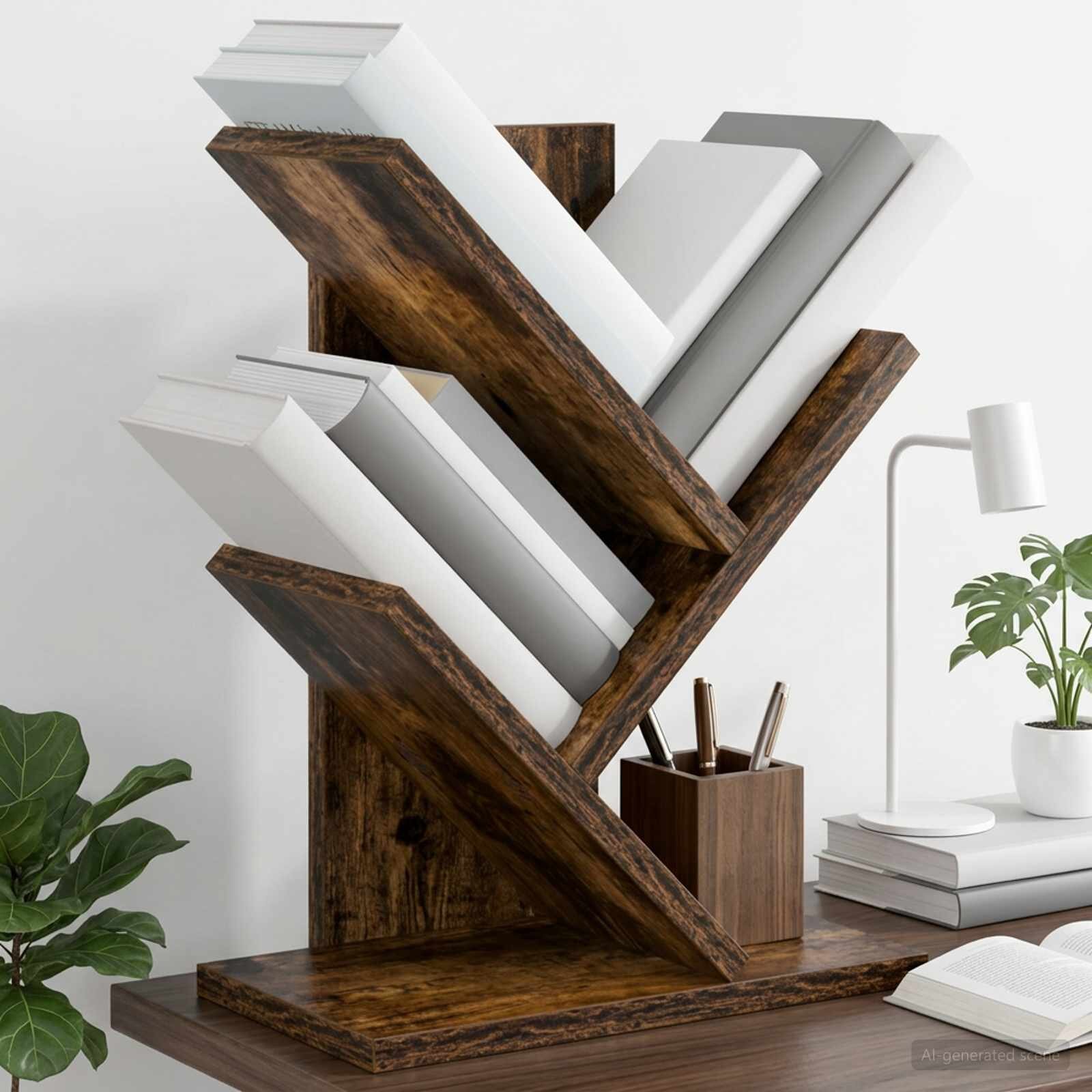 vidaXL Дървена библиотека 3-тирe 30 x 18 x 40 см Инженерна дървесина
