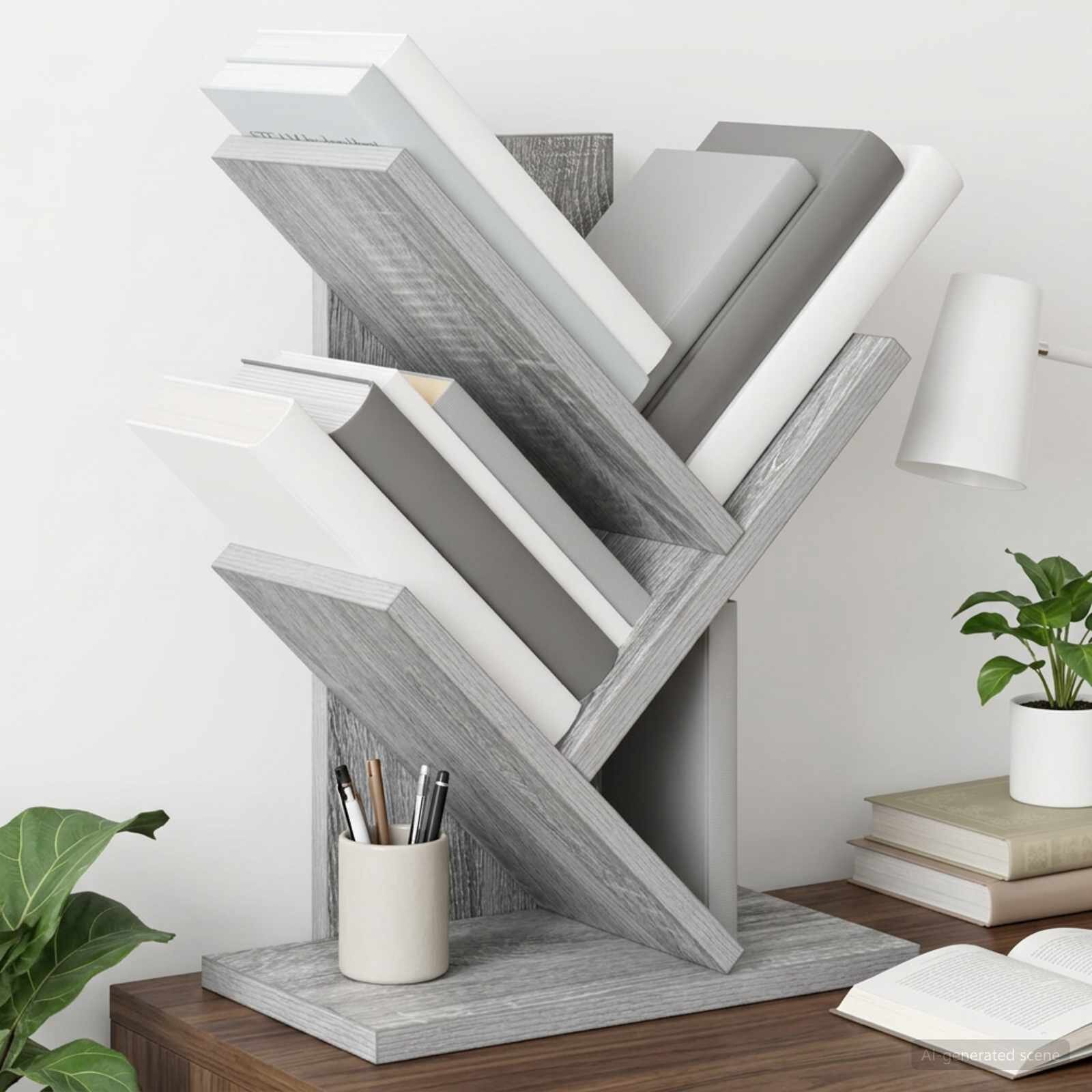 vidaXL Дървена библиотека 3-тирe 30 x 18 x 40 см Инженерна дървесина