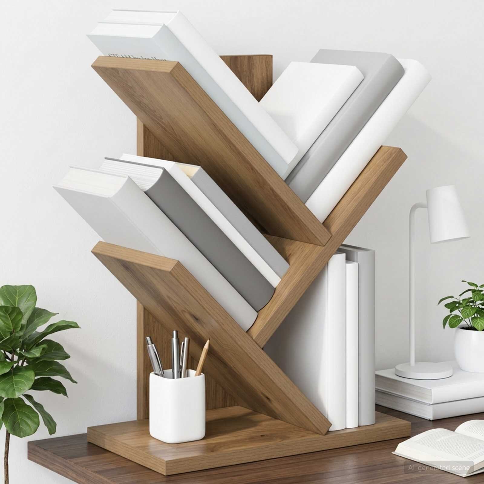 vidaXL Дървена библиотека 3-тирe 30 x 18 x 40 см Инженерна дървесина
