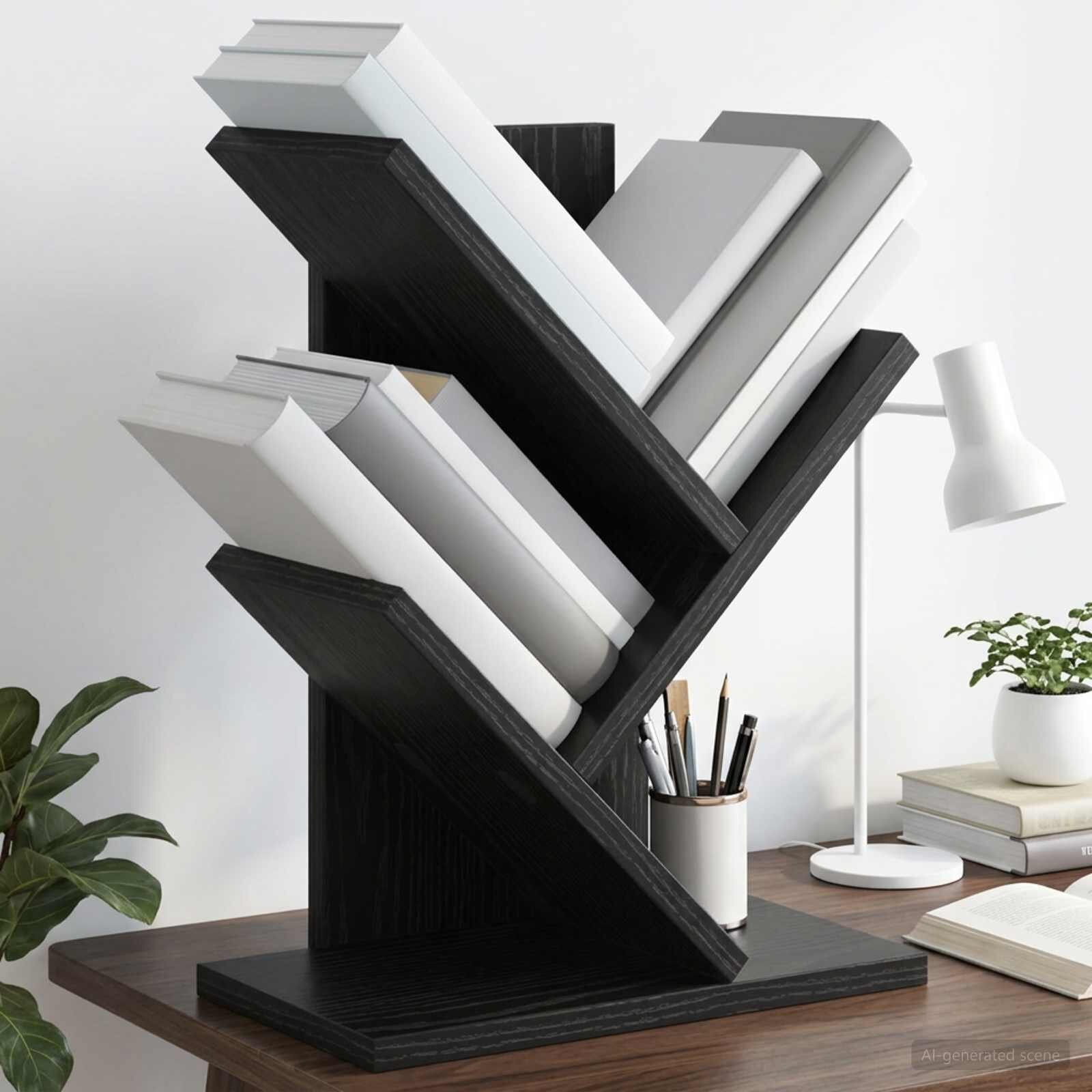 vidaXL Дървена библиотека 3-тирe 30 x 18 x 40 см Инженерна дървесина