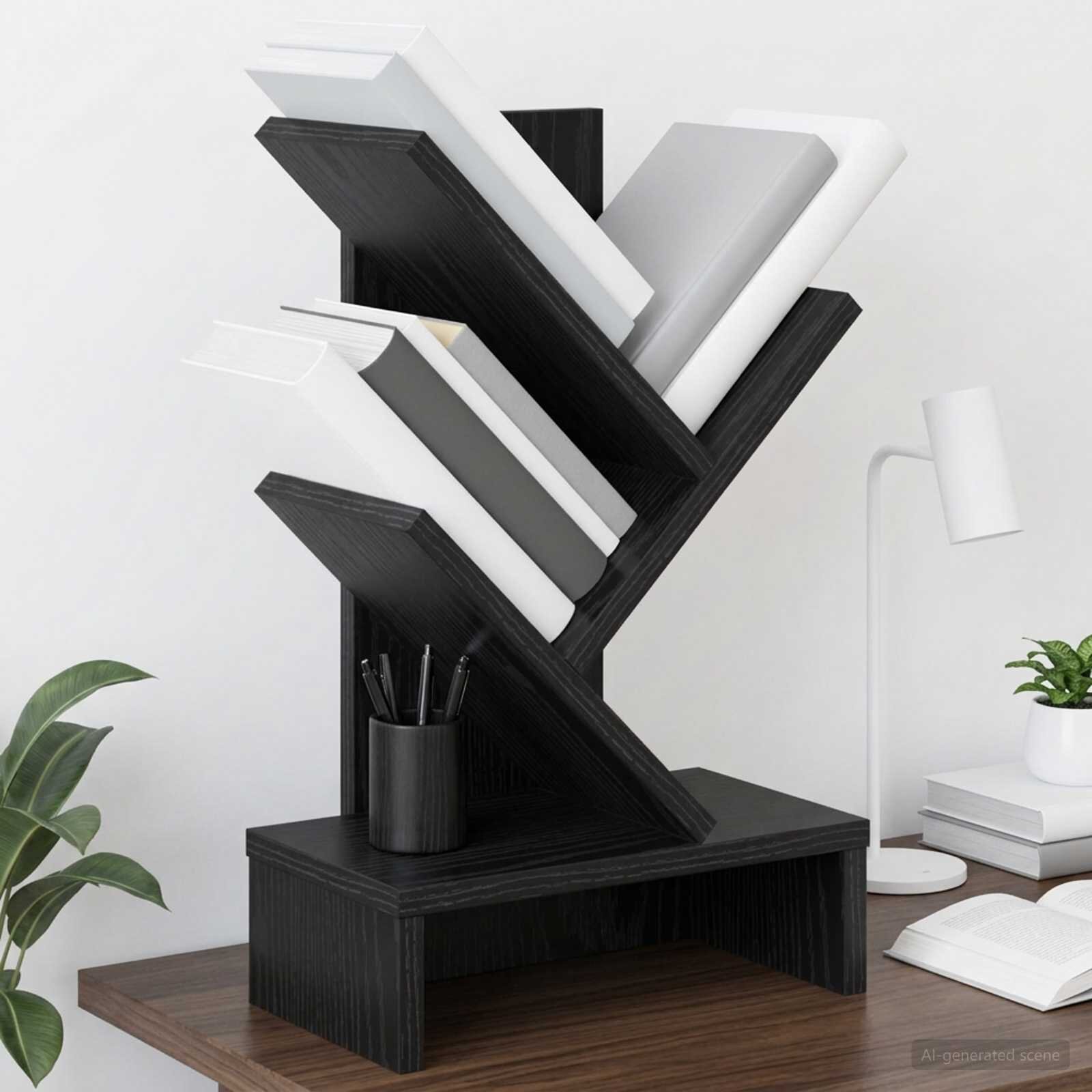 vidaXL Дървена библиотека 3-тирe 30 x 18 x 48 см Инженерна дървесина